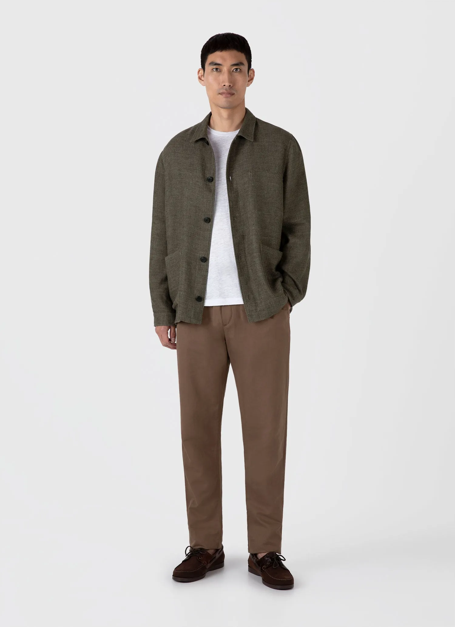 Men's Cotton Linen T-shirt in White sold by Sunspel product image thumbnail 3