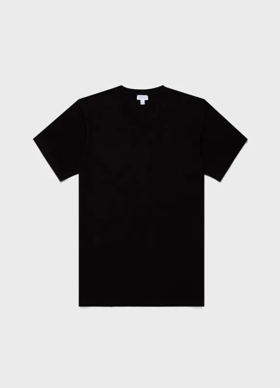 Men's Cotton Linen T-shirt in Black sold by Sunspel