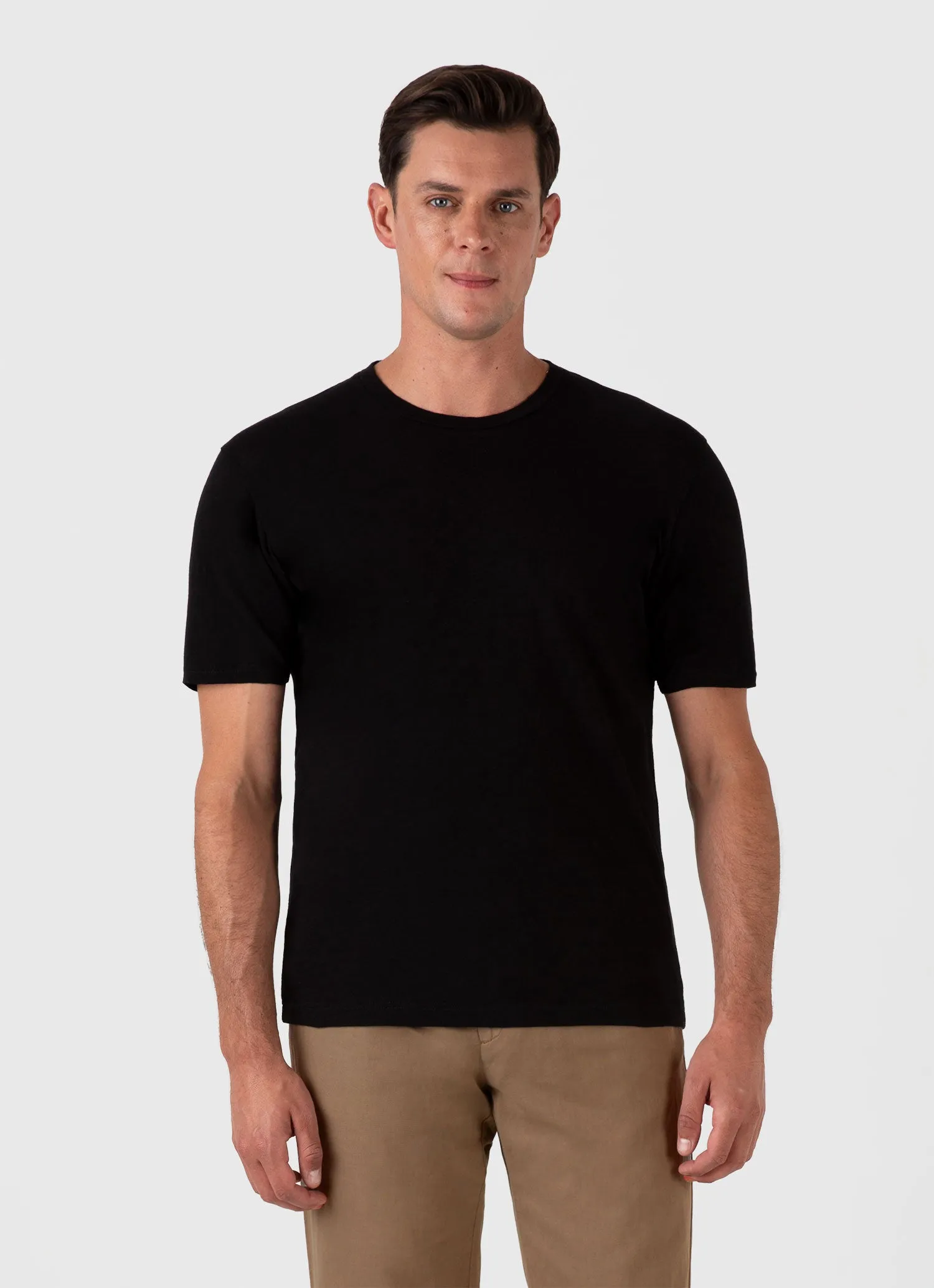 Men's Cotton Linen T-shirt in Black sold by Sunspel product image thumbnail 2