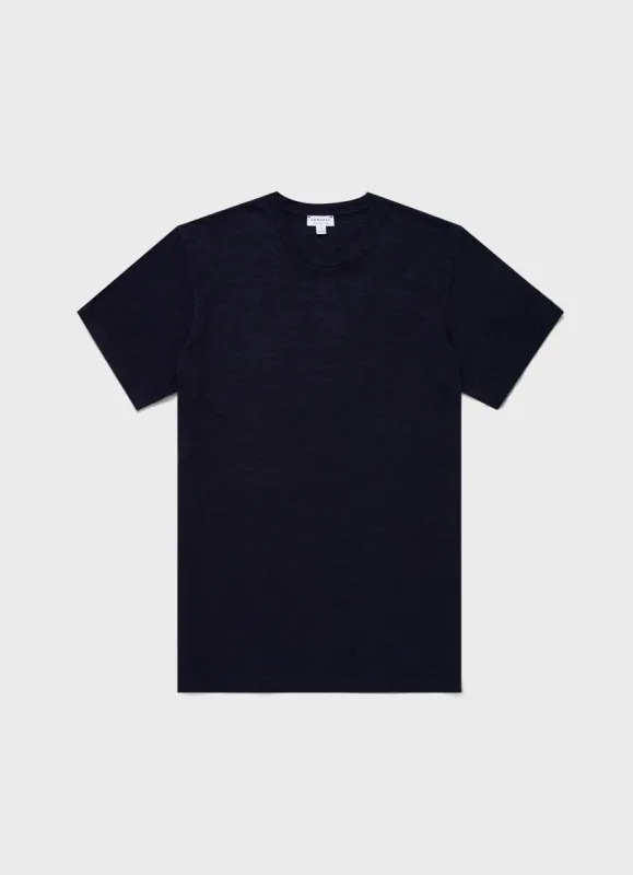 Men's Cotton Linen T-shirt in Navy sold by Sunspel