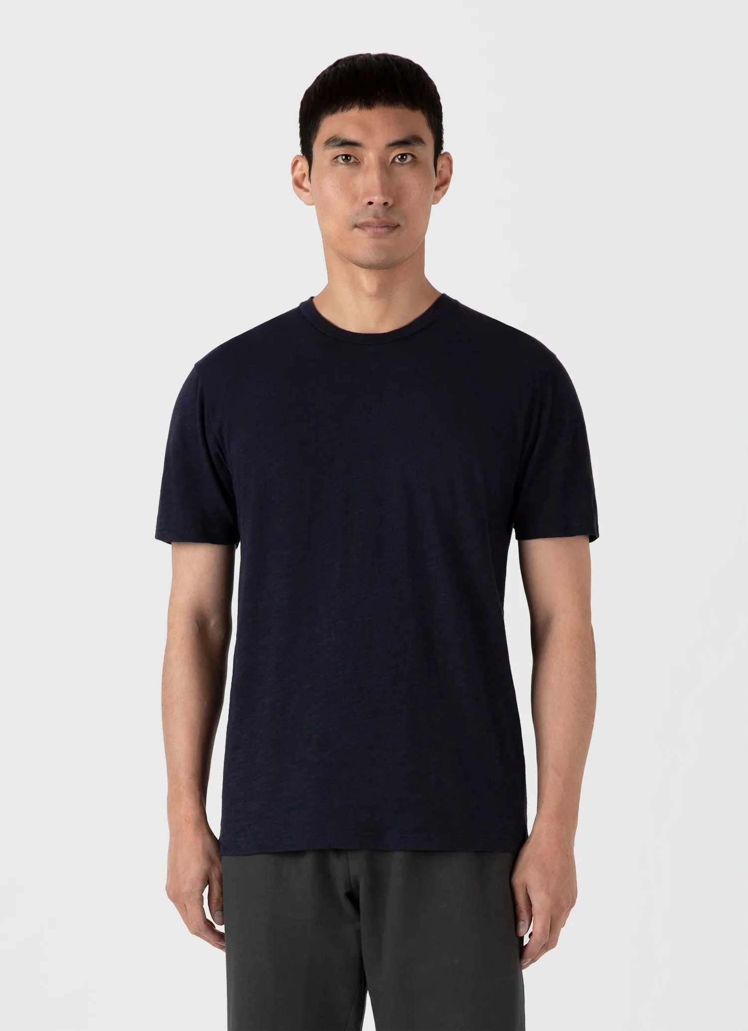 Men's Cotton Linen T-shirt in Navy sold by Sunspel product image thumbnail 2