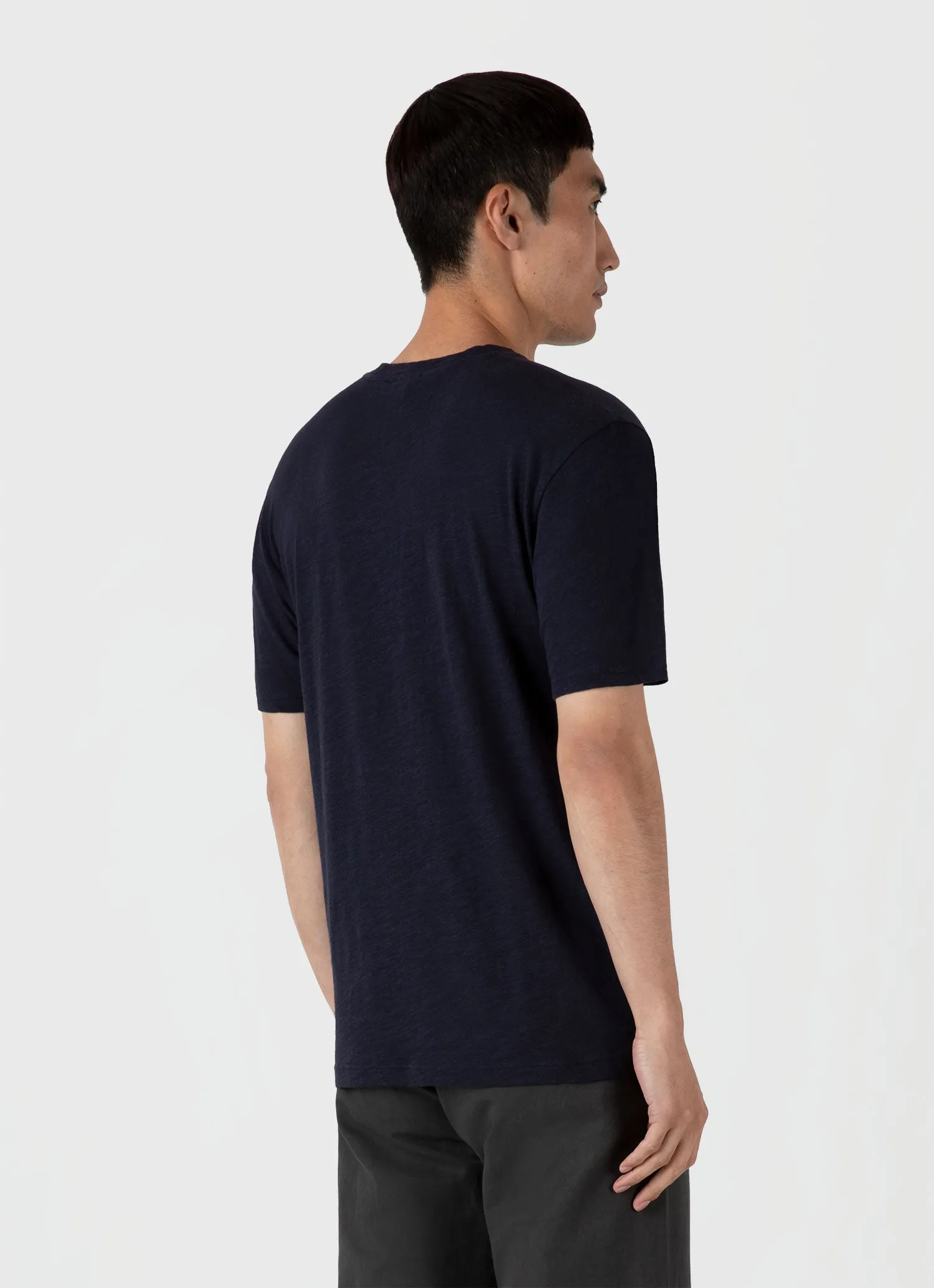 Men's Cotton Linen T-shirt in Navy sold by Sunspel product image thumbnail 5