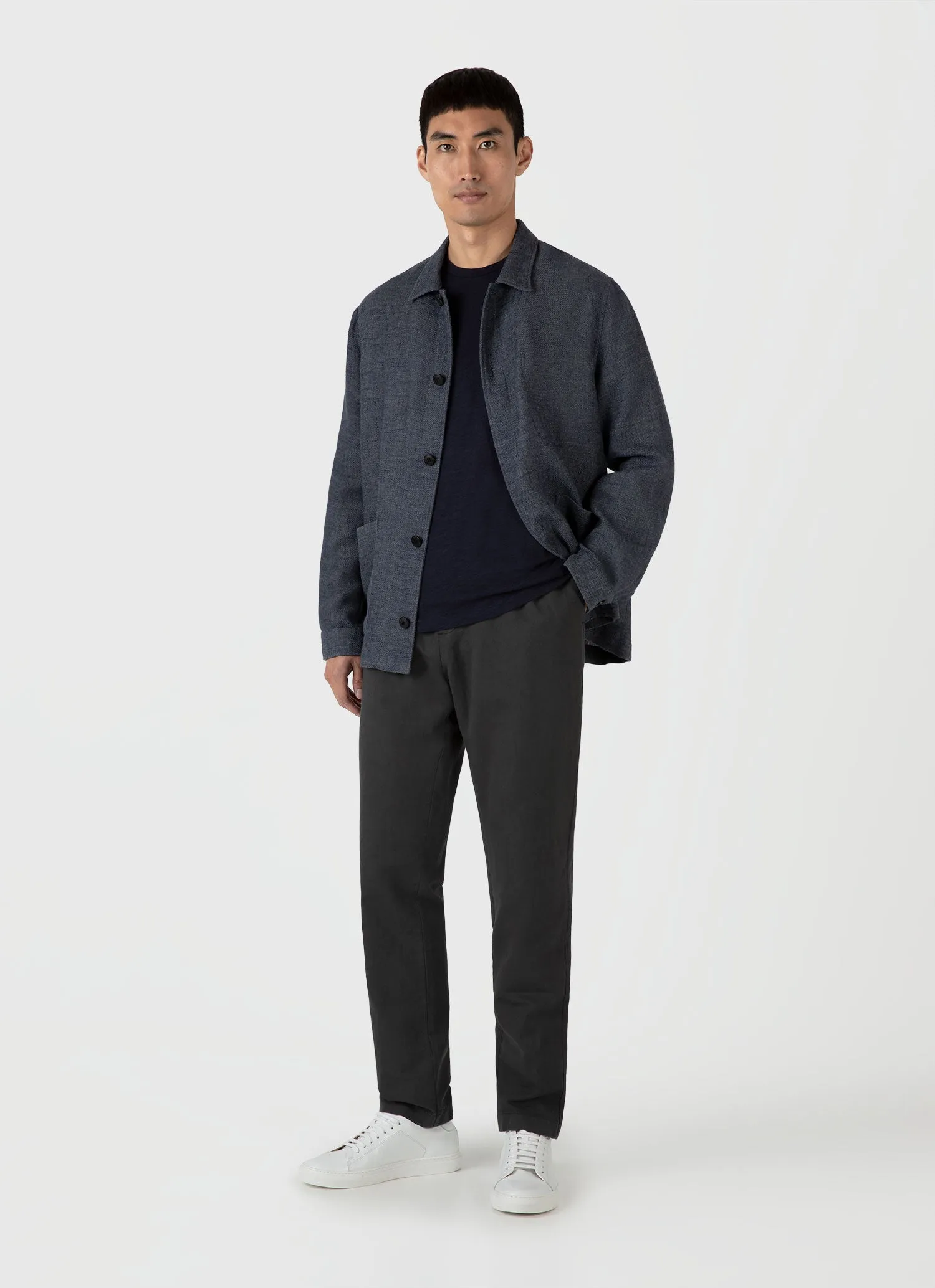 Men's Cotton Linen T-shirt in Navy sold by Sunspel product image thumbnail 3