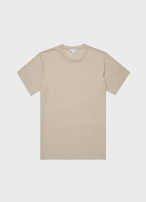 Men's Cotton Linen T-shirt in Ash Grey sold by Sunspel