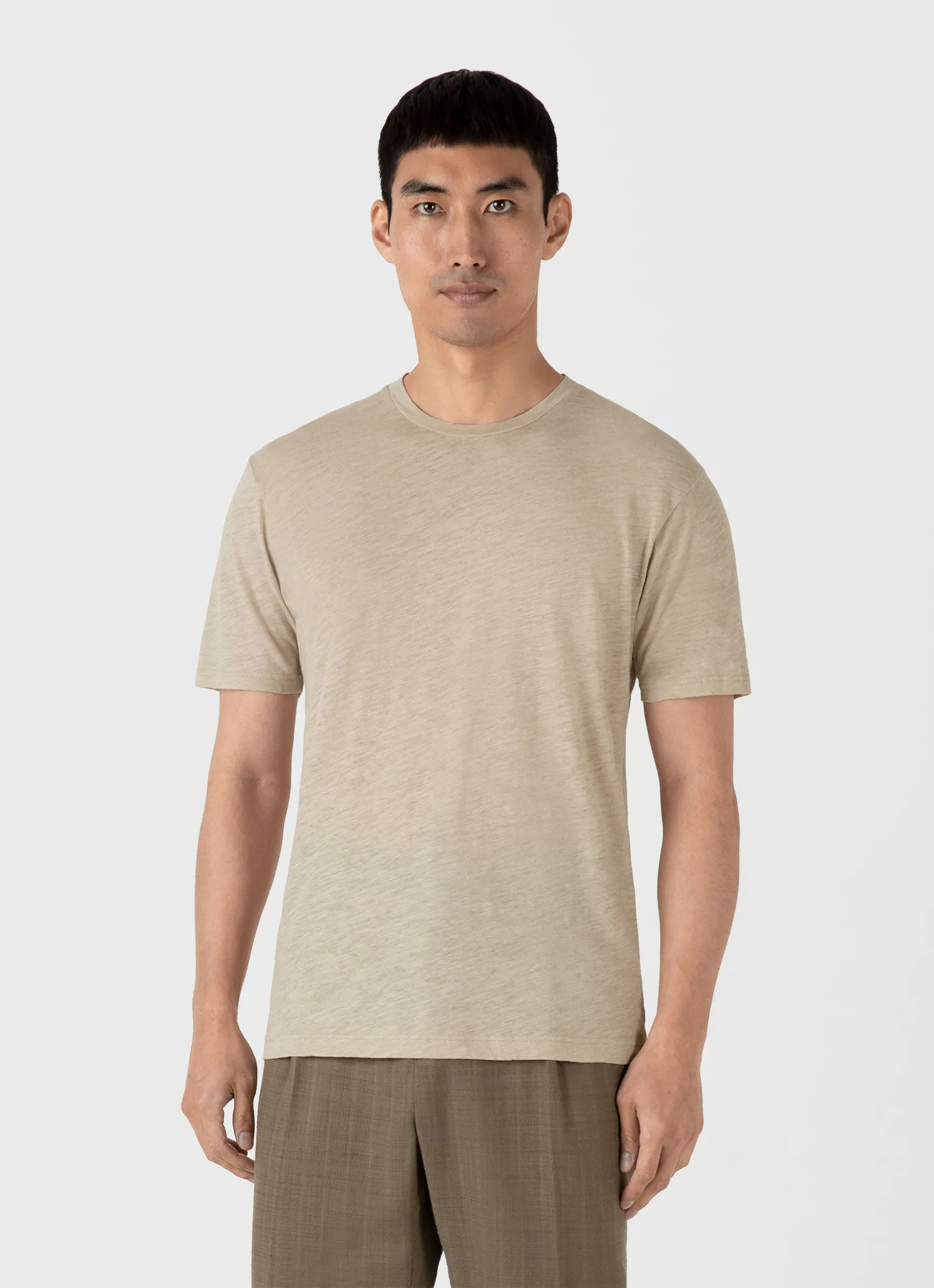 Men's Cotton Linen T-shirt in Ash Grey sold by Sunspel product image thumbnail 2
