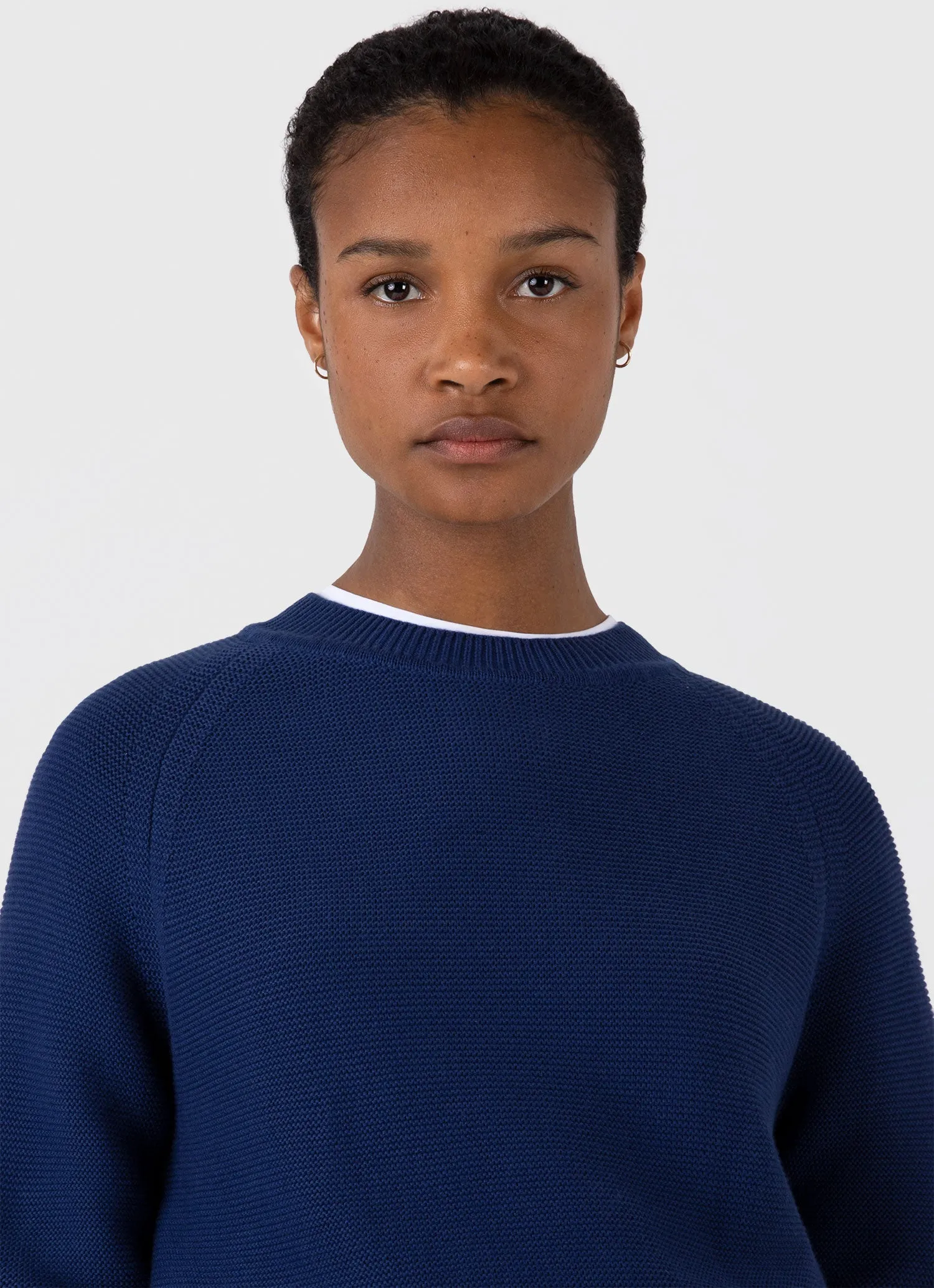 Women's Textured Cotton Jumper in Ink Blue sold by Sunspel product image thumbnail 4