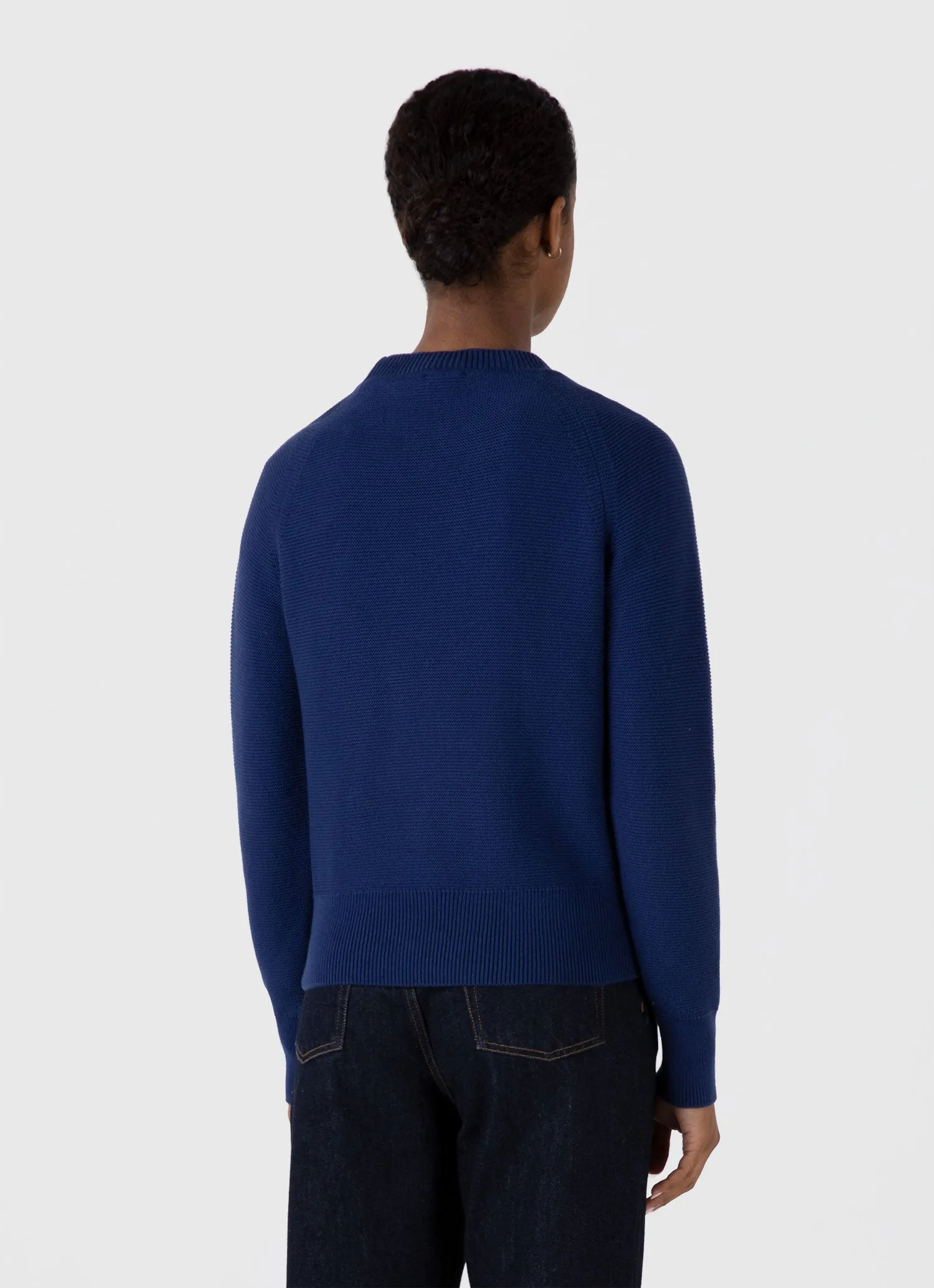 Women's Textured Cotton Jumper in Ink Blue sold by Sunspel product image thumbnail 3