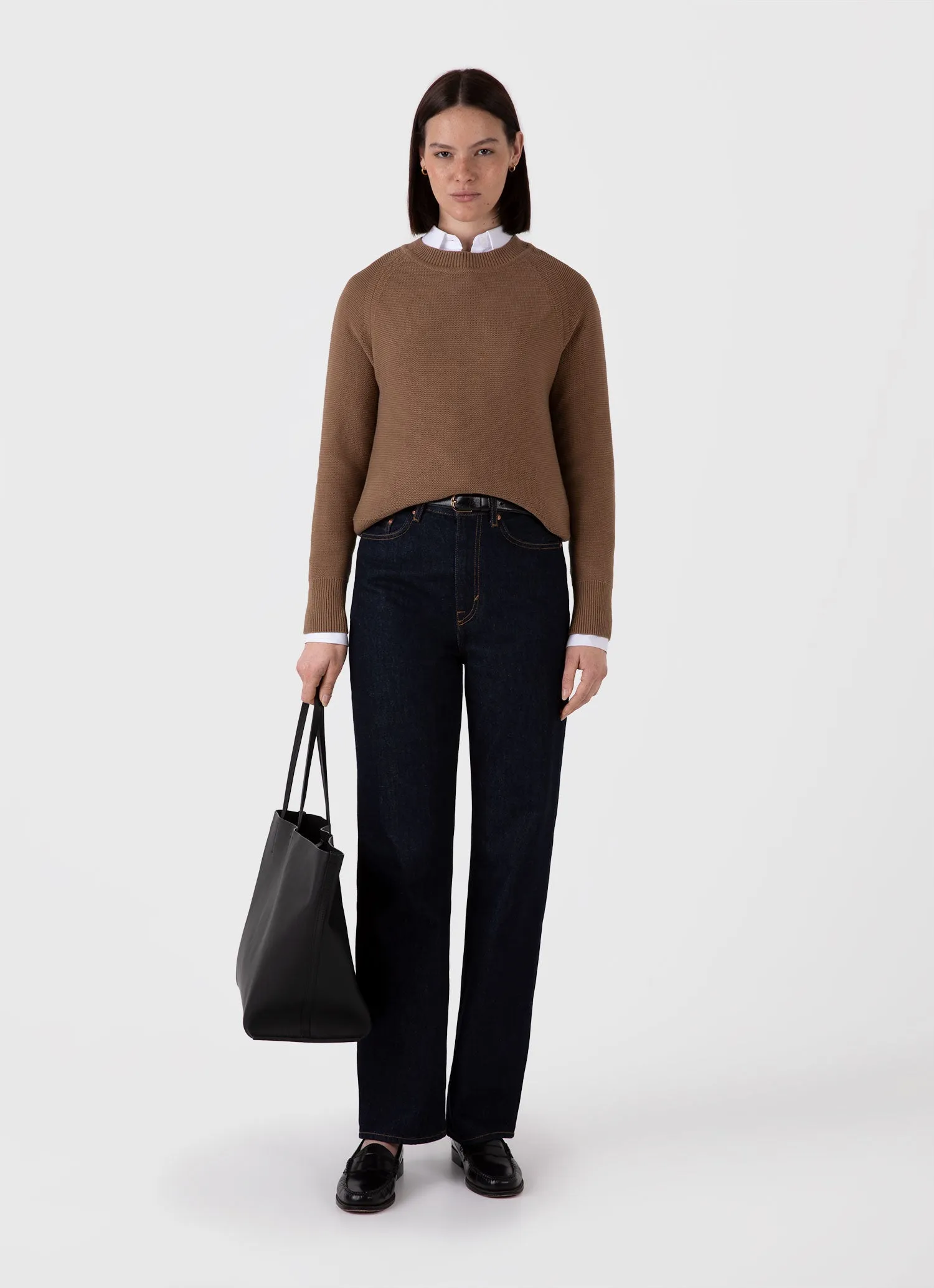 Women's Textured Cotton Jumper in Almond sold by Sunspel product image thumbnail 2