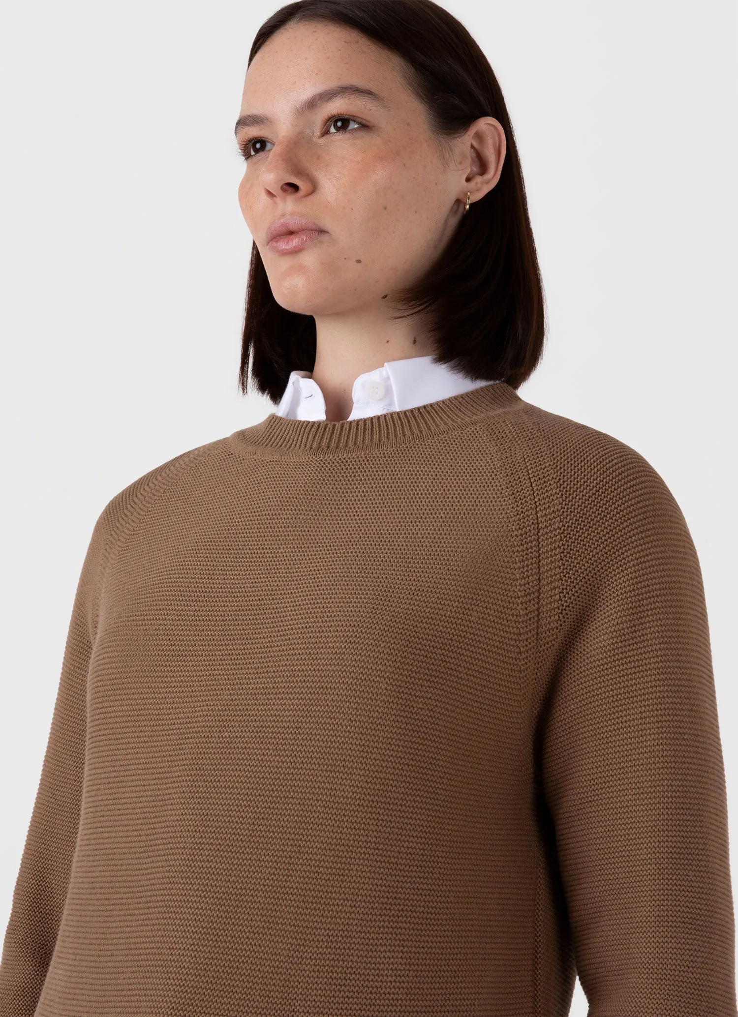 Women's Textured Cotton Jumper in Almond sold by Sunspel product image thumbnail 4