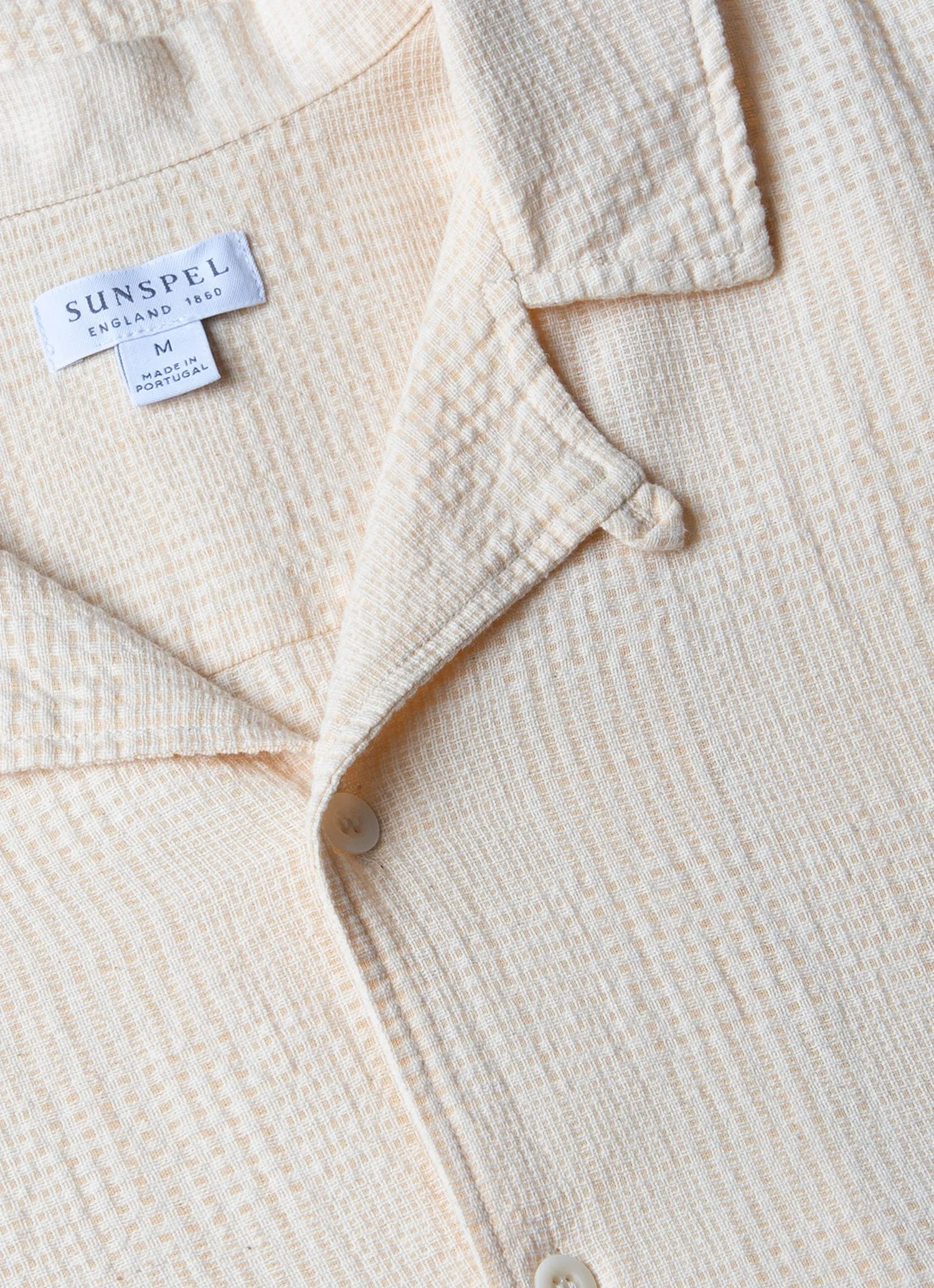 Men's Loose Weave Check Camp Collar Shirt in Ecru sold by Sunspel product image thumbnail 4