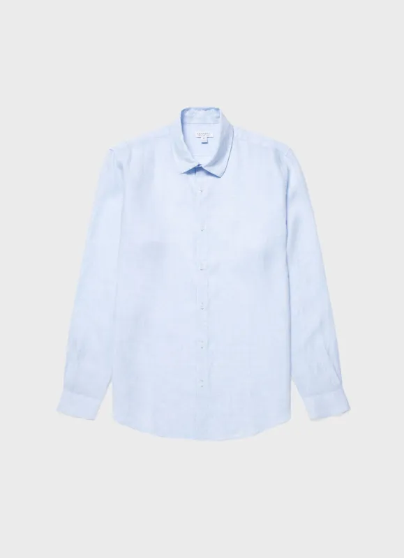 Men's Linen Shirt in Light Blue sold by Sunspel