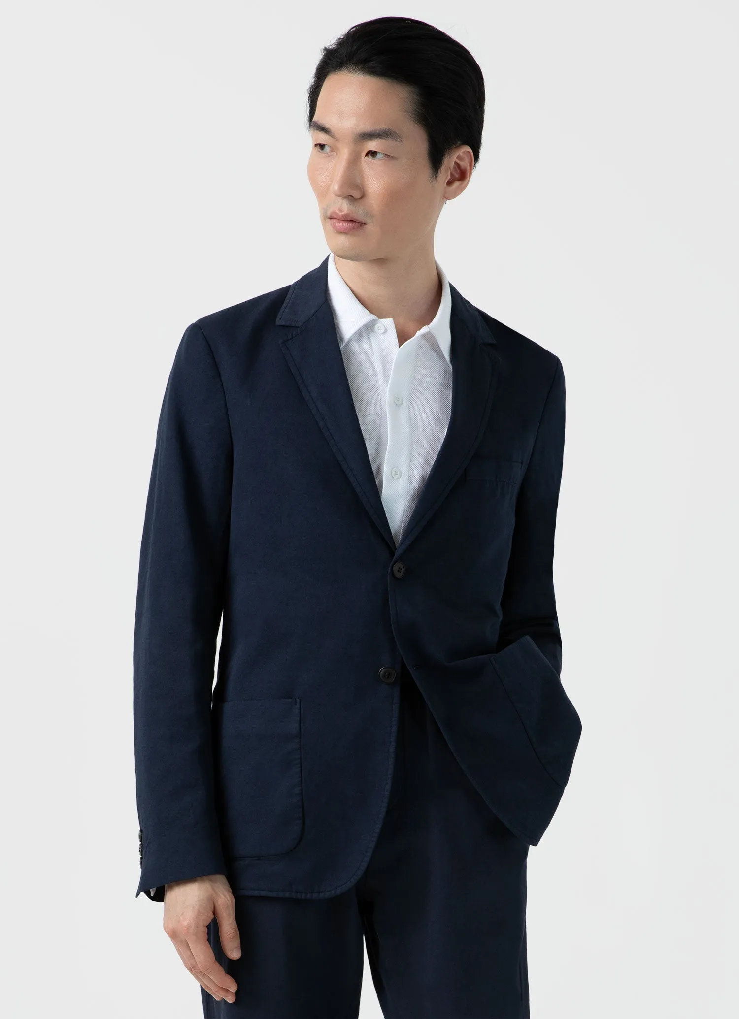 Men's Cotton Linen Blazer in Navy sold by Sunspel product image thumbnail 2