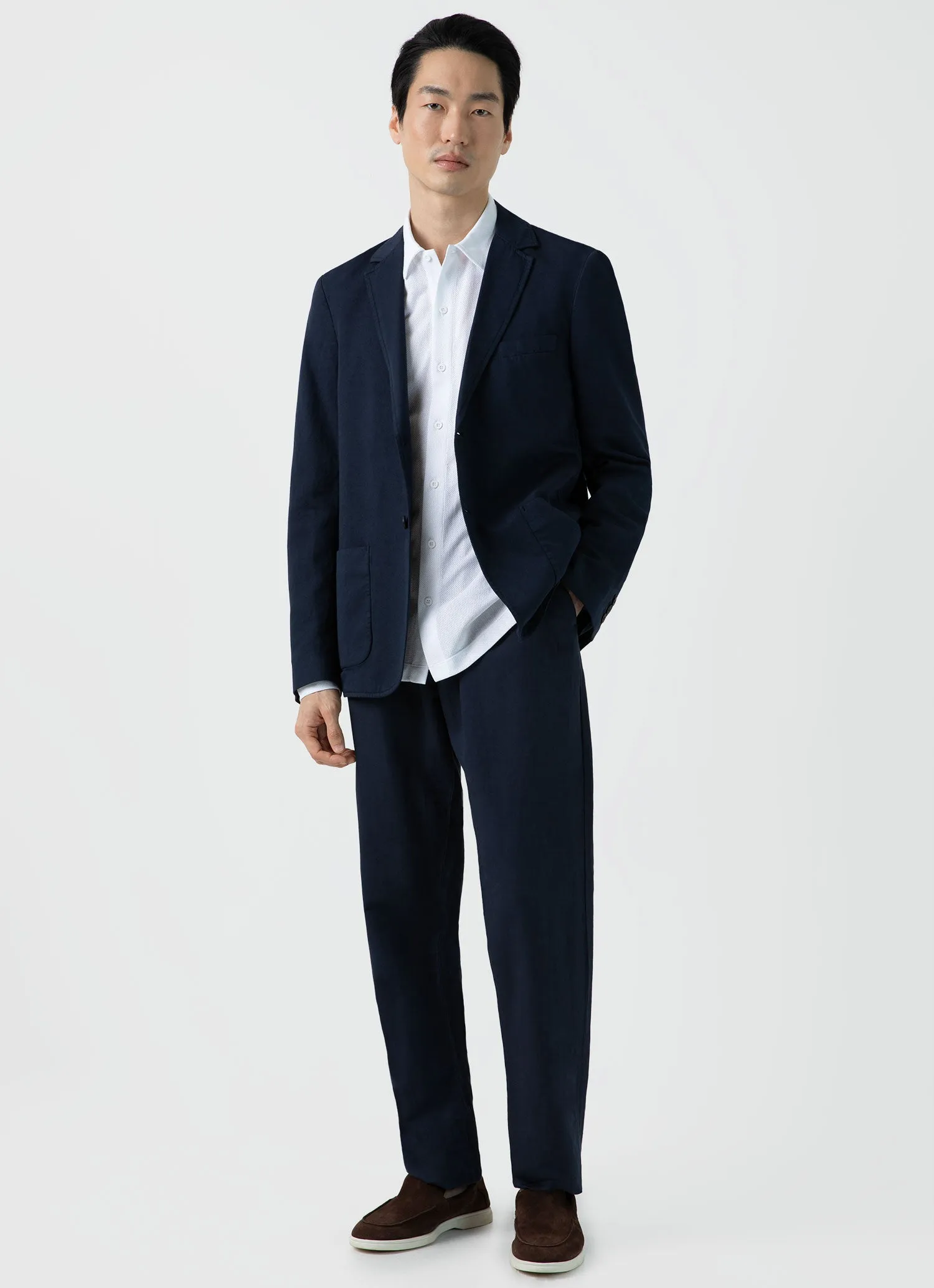 Men's Cotton Linen Blazer in Navy sold by Sunspel product image thumbnail 3