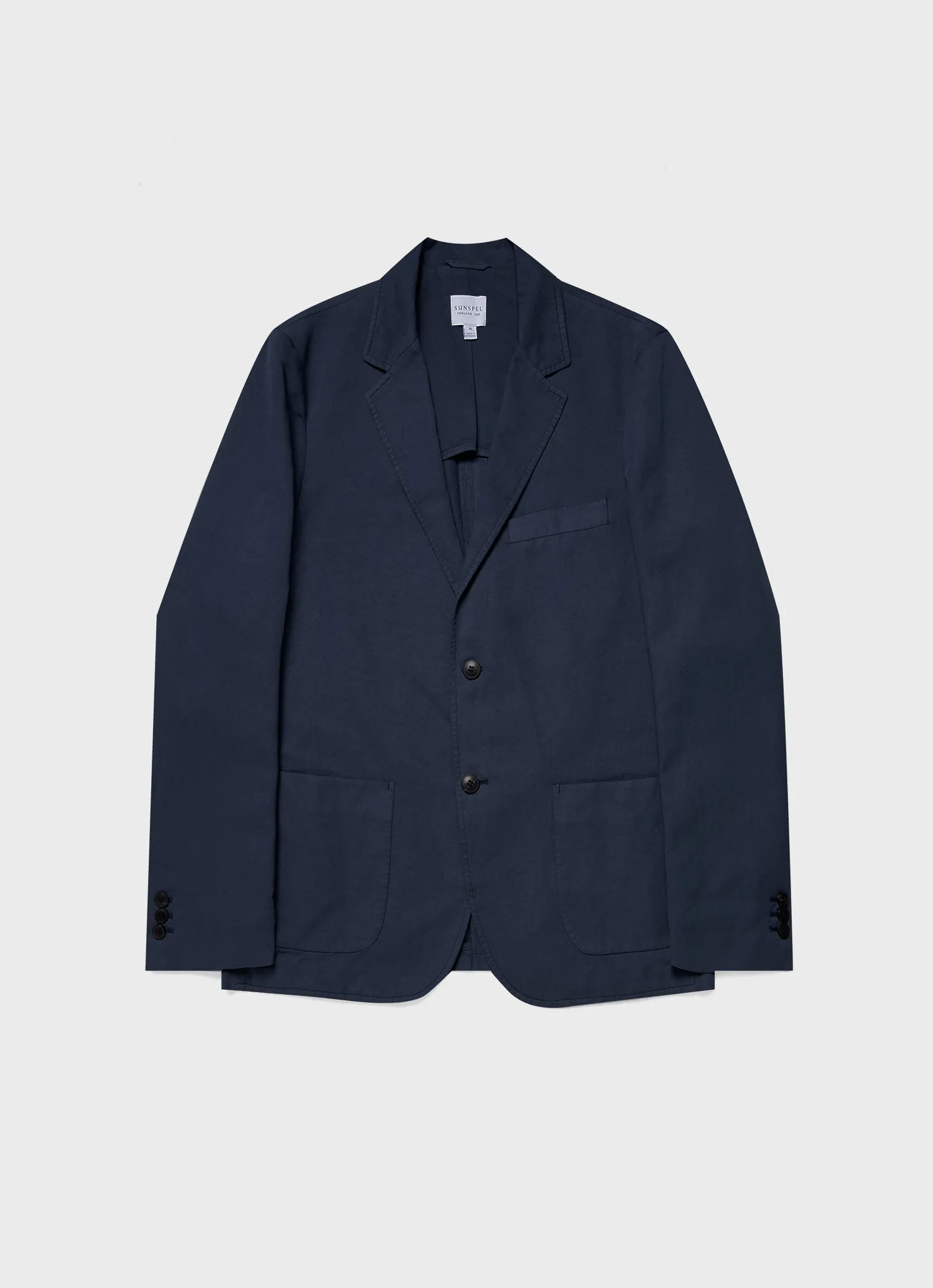 Men's Cotton Linen Blazer in Navy sold by Sunspel