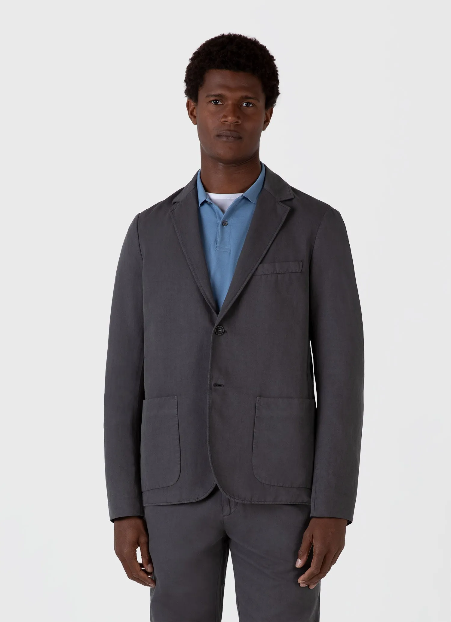 Men's Cotton Linen Blazer in Charcoal sold by Sunspel product image thumbnail 2