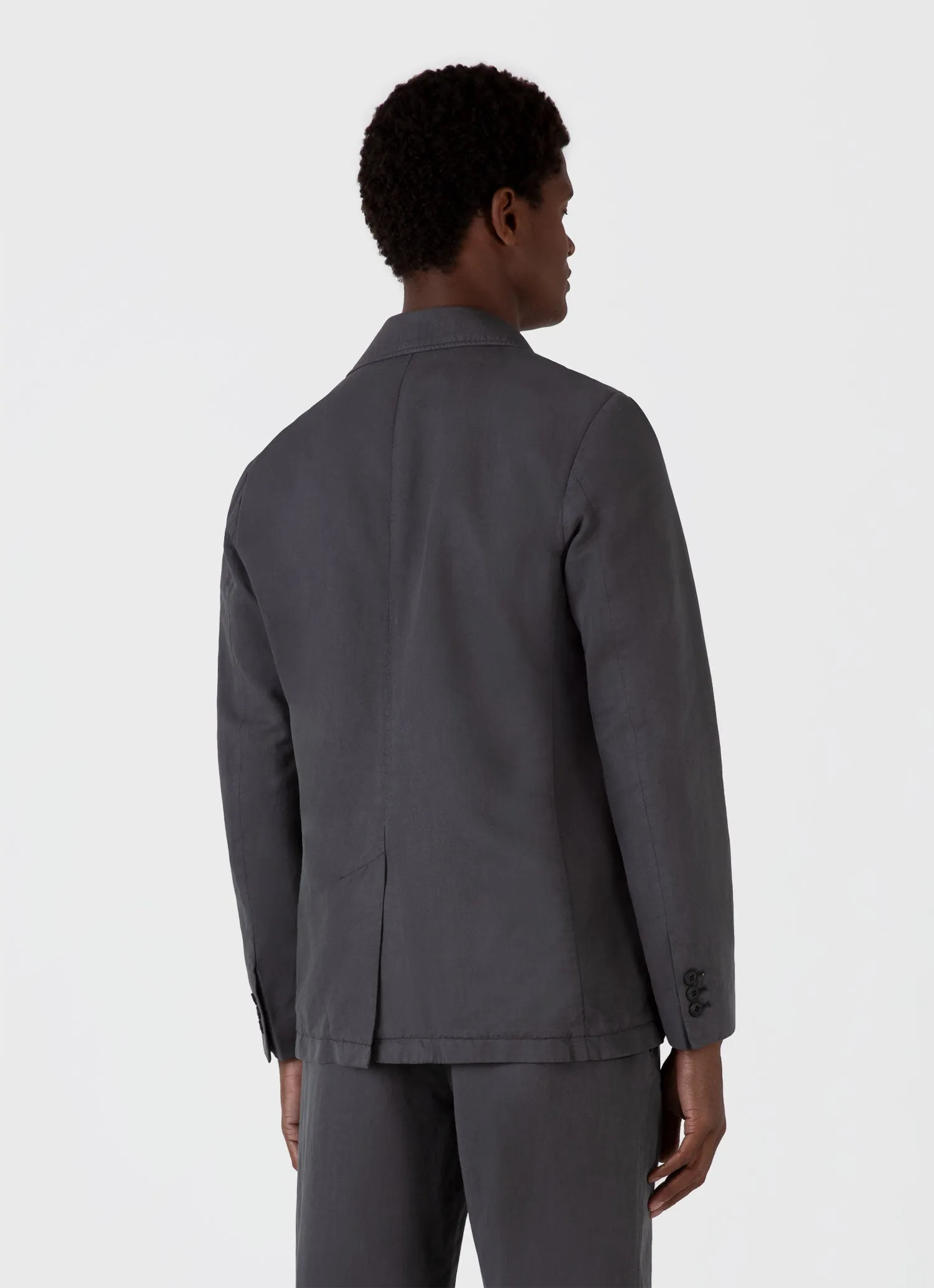 Men's Cotton Linen Blazer in Charcoal sold by Sunspel product image thumbnail 5
