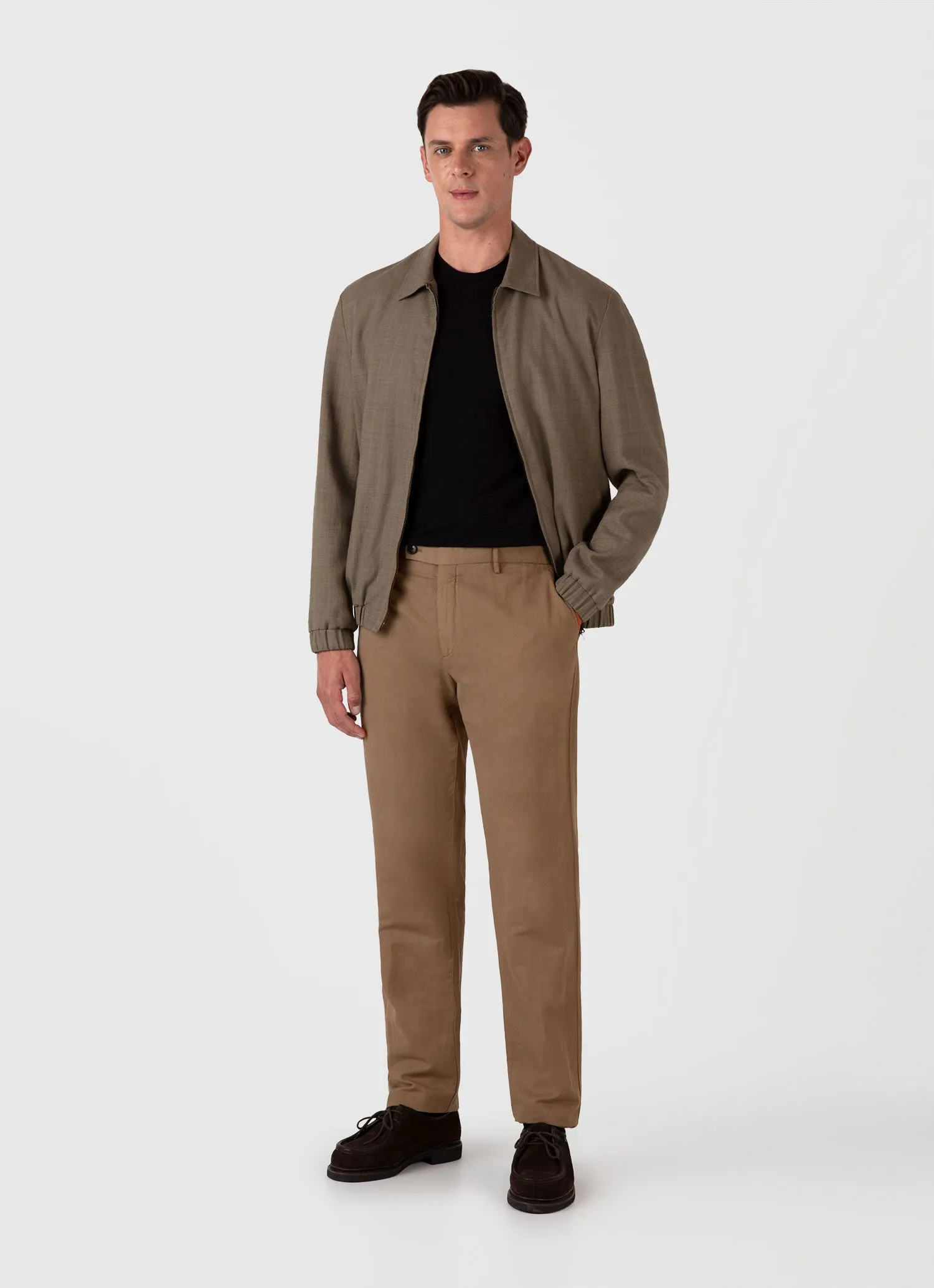 Men's Cotton Linen Trouser in Dark Tan sold by Sunspel product image thumbnail 3