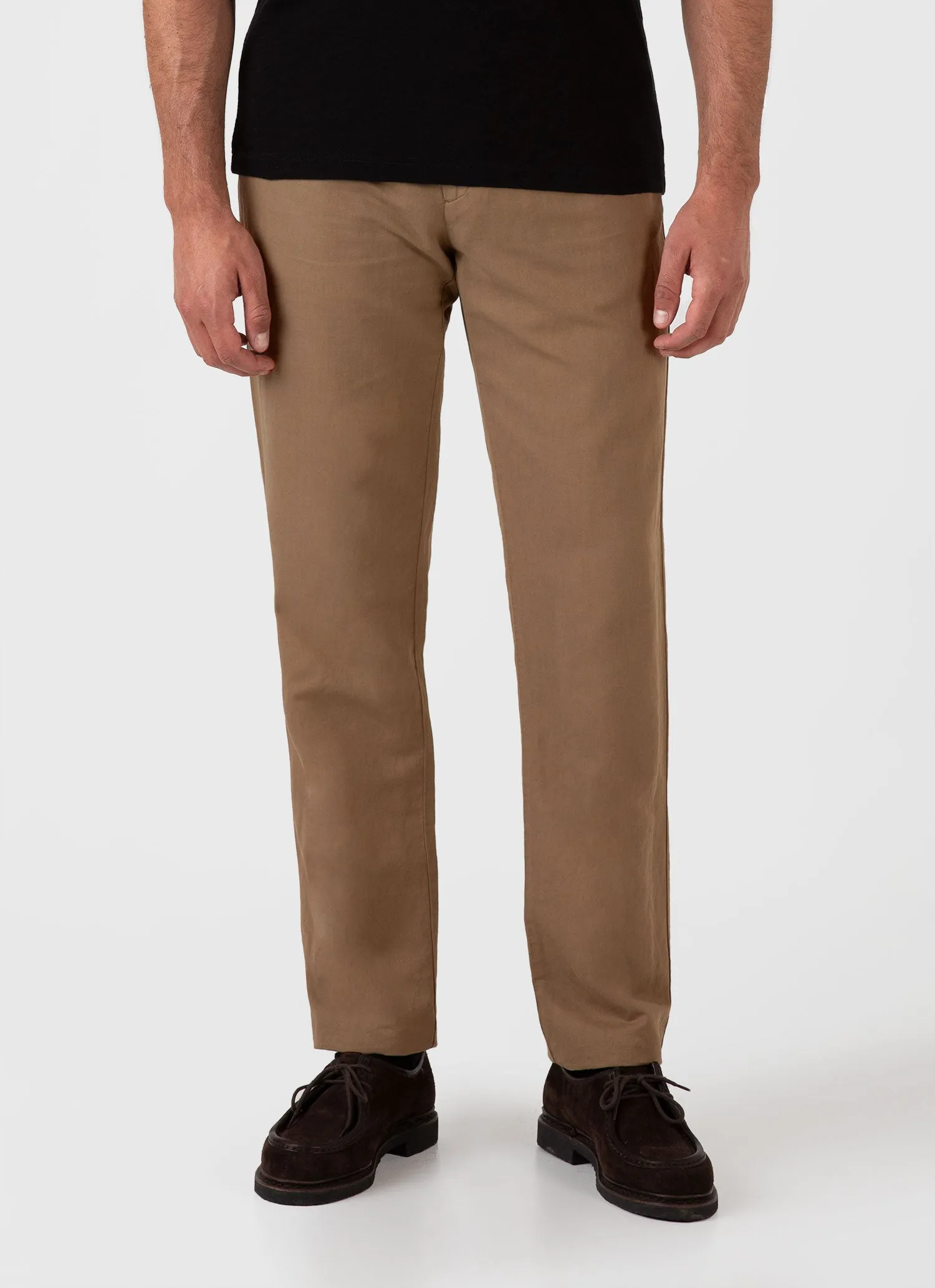 Men's Cotton Linen Trouser in Dark Tan sold by Sunspel product image thumbnail 2