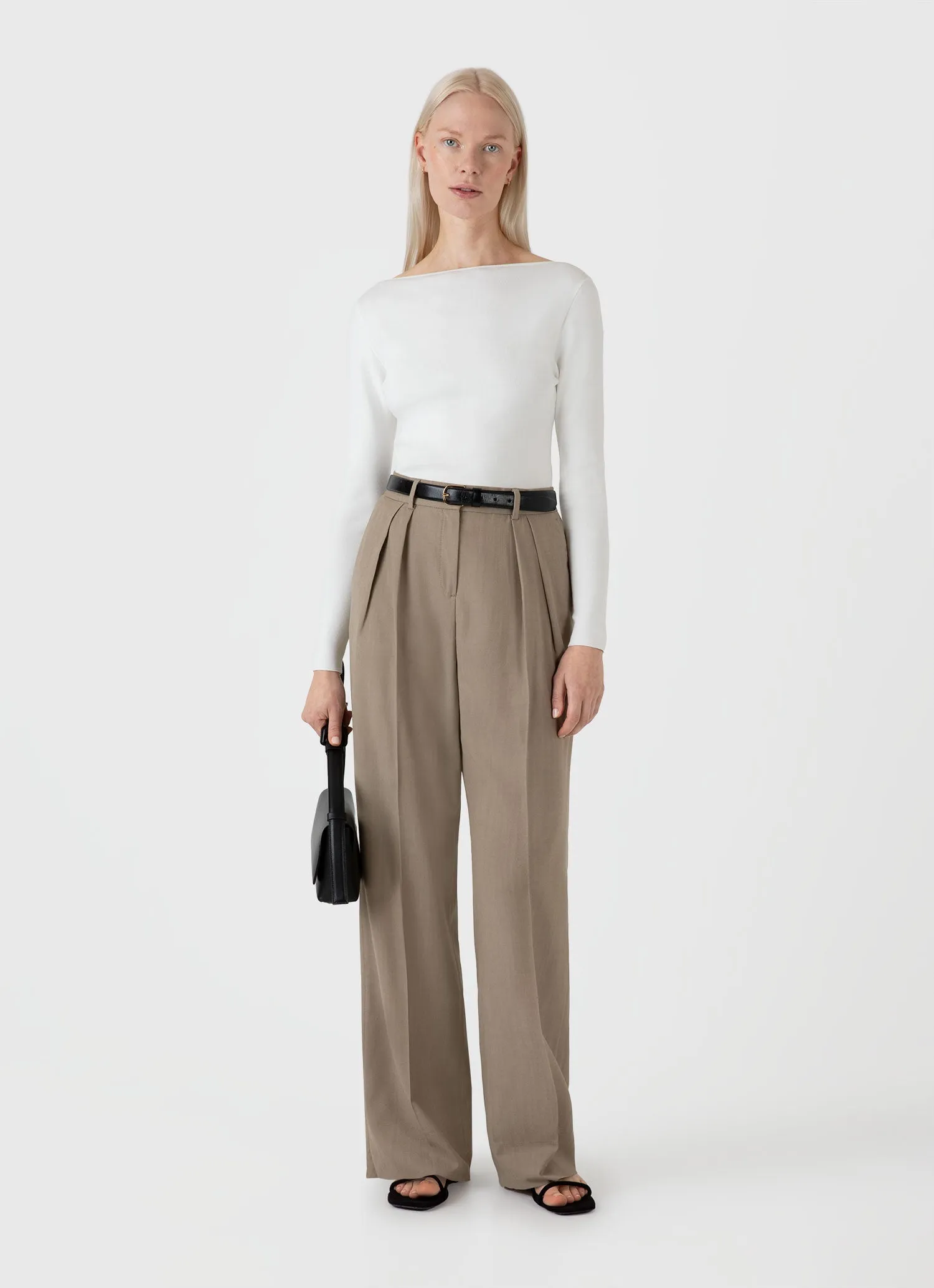 Women's Viscose Slash Neck Top in Ecru sold by Sunspel product image thumbnail 2