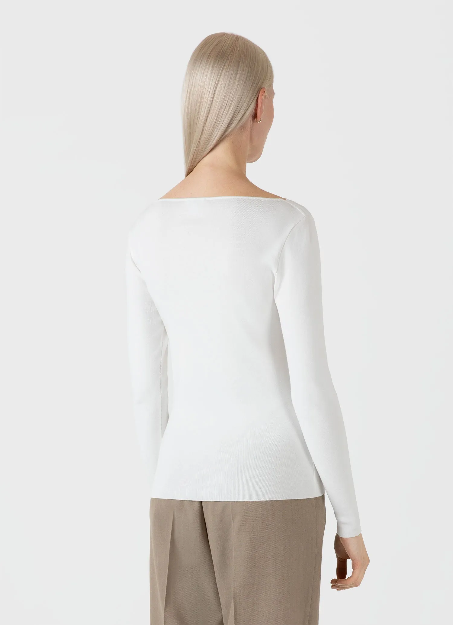 Women's Viscose Slash Neck Top in Ecru sold by Sunspel product image thumbnail 3