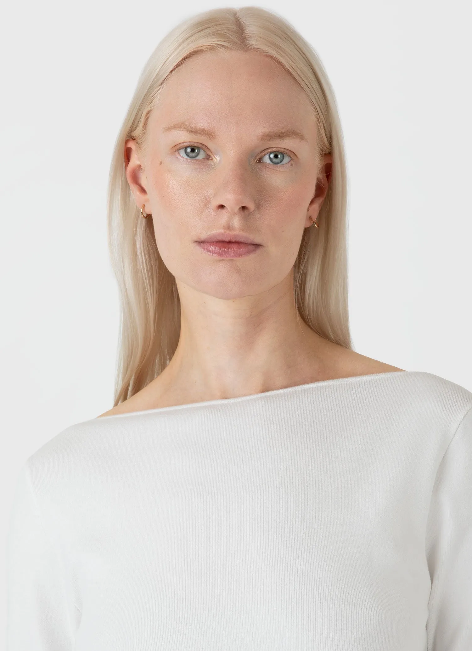 Women's Viscose Slash Neck Top in Ecru sold by Sunspel product image thumbnail 4