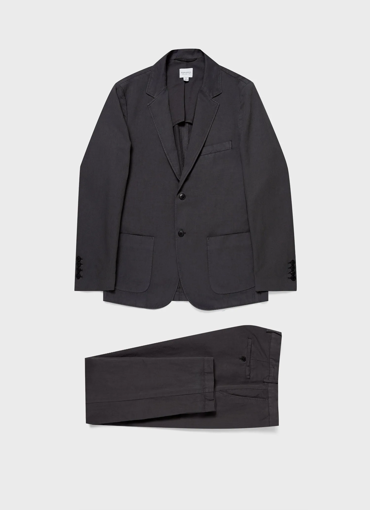Men's Cotton Linen Two-Piece Suit in Charcoal sold by Sunspel