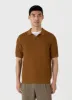 Men's Linear Mesh Knit Polo Shirt in Golden Brown sold by Sunspel