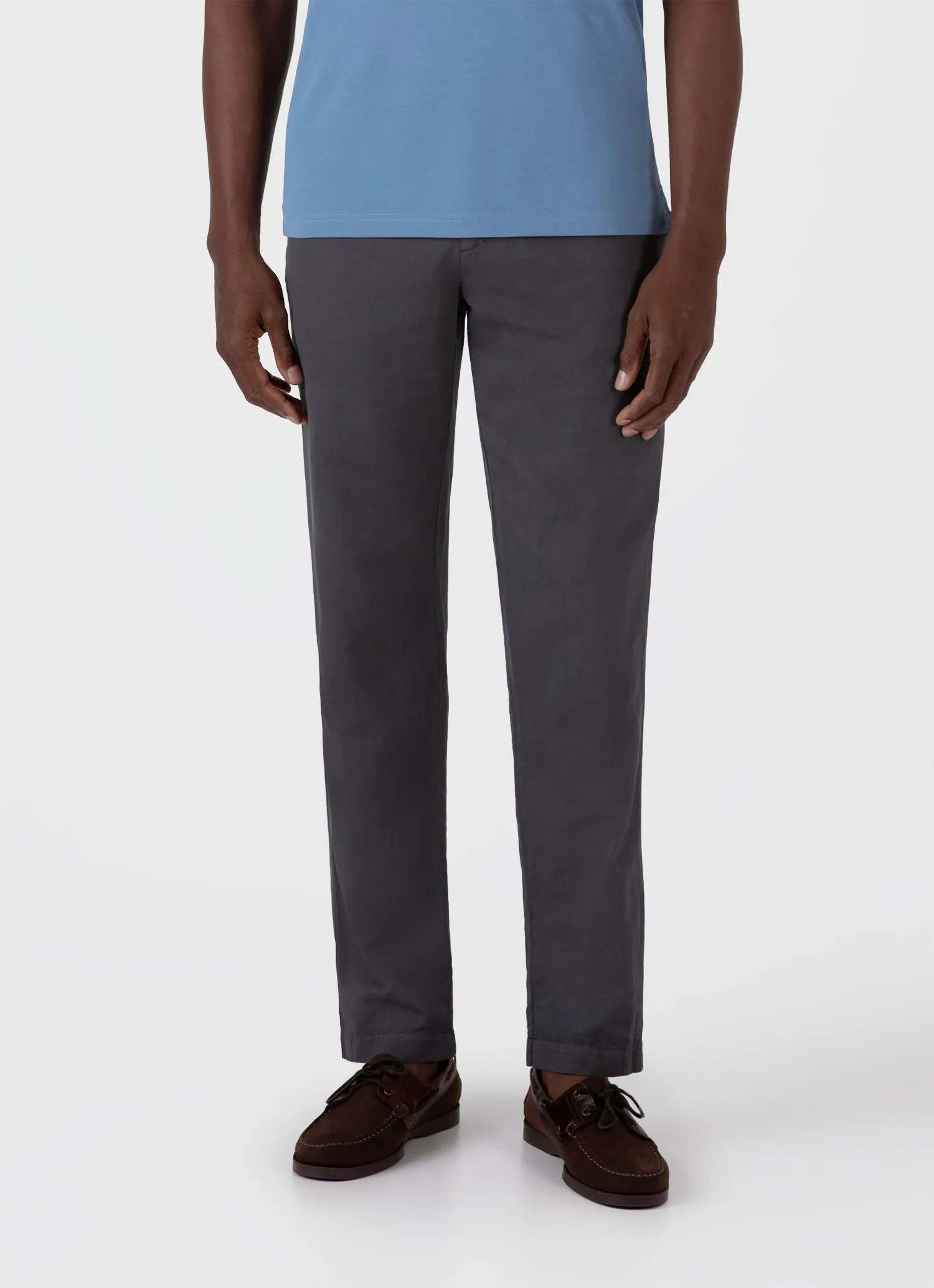 Men's Cotton Linen Trouser in Charcoal sold by Sunspel product image thumbnail 3