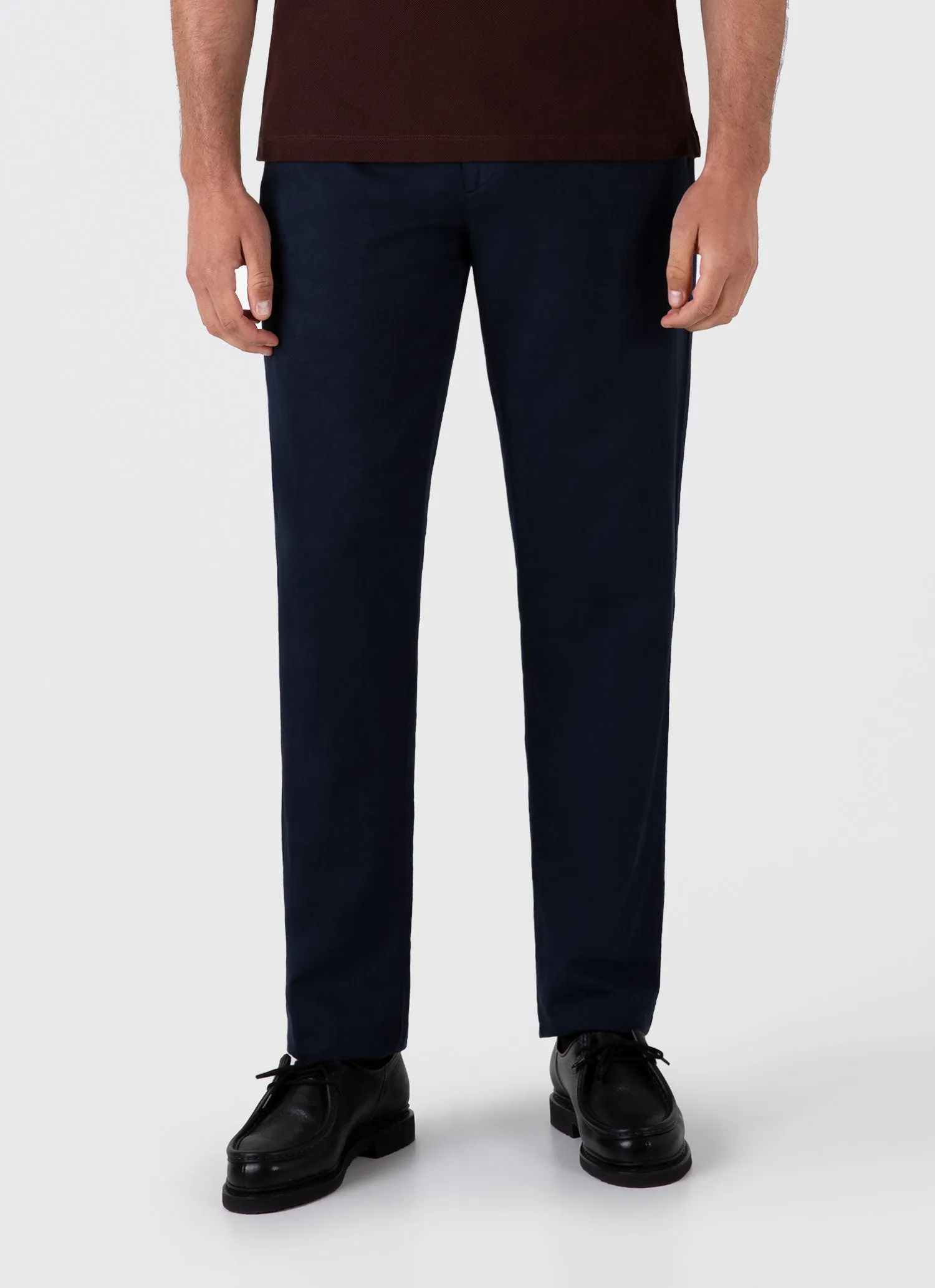 Men's Cotton Linen Trouser in Navy sold by Sunspel product image thumbnail 3
