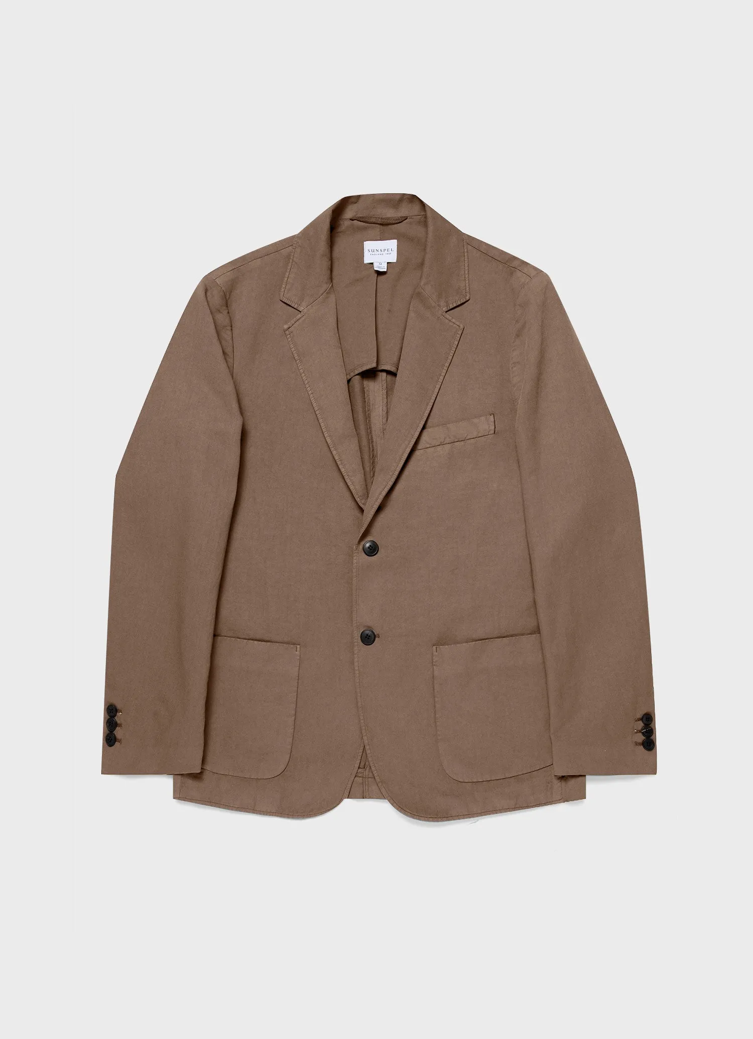 Men's Cotton Linen Blazer in Dark Tan sold by Sunspel