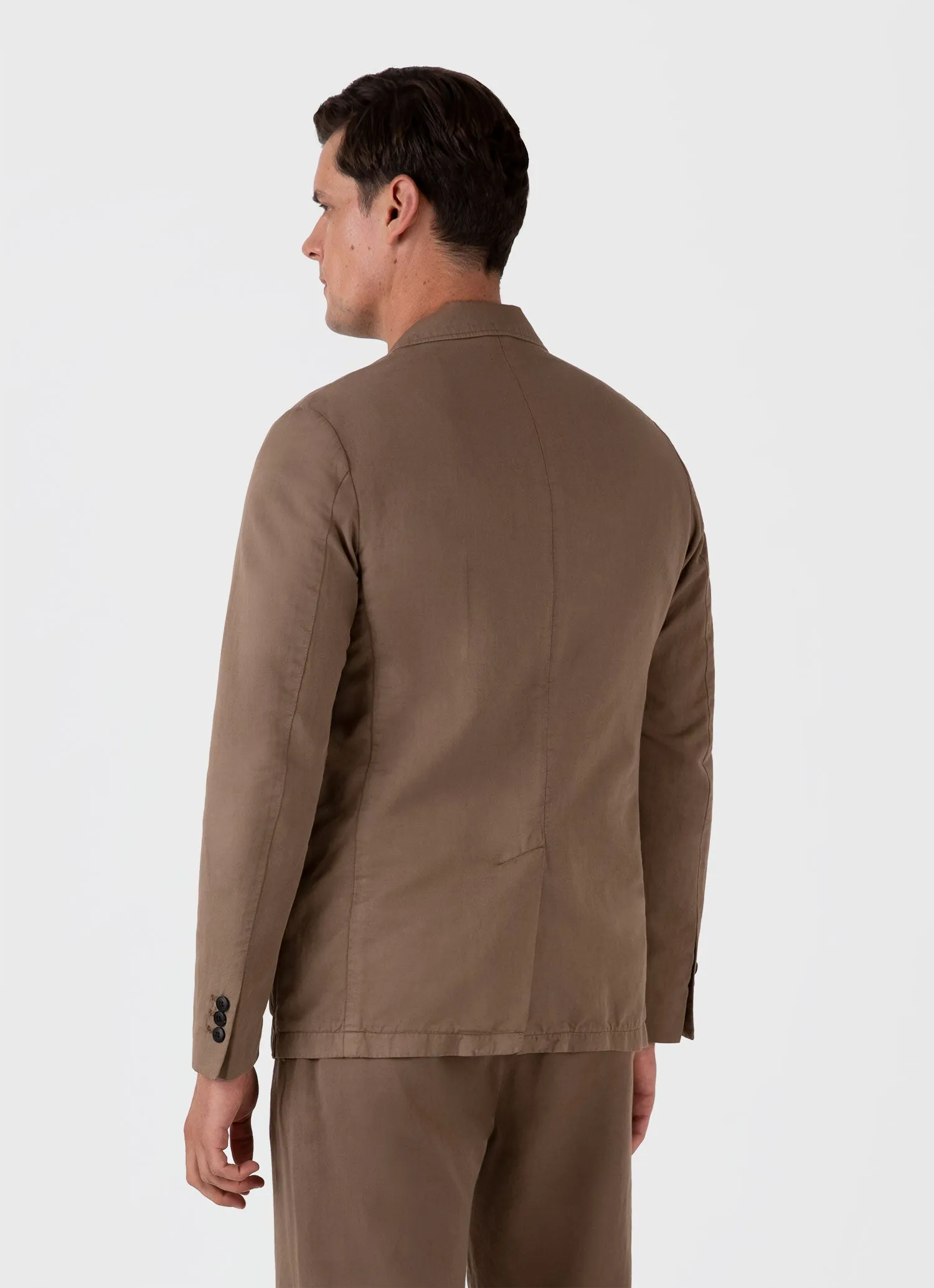 Men's Cotton Linen Blazer in Dark Tan sold by Sunspel product image thumbnail 5