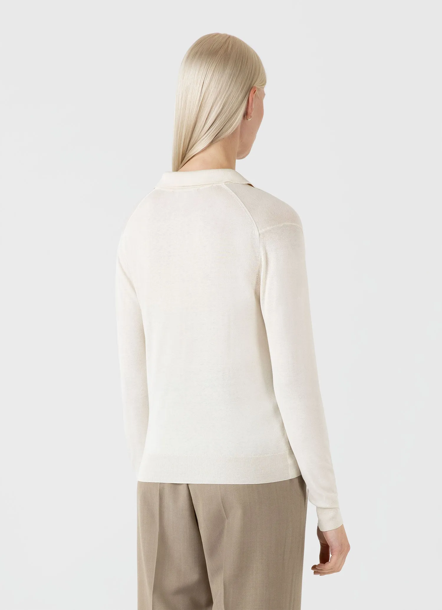 Women's Mulberry Silk Polo in Ecru sold by Sunspel product image thumbnail 3