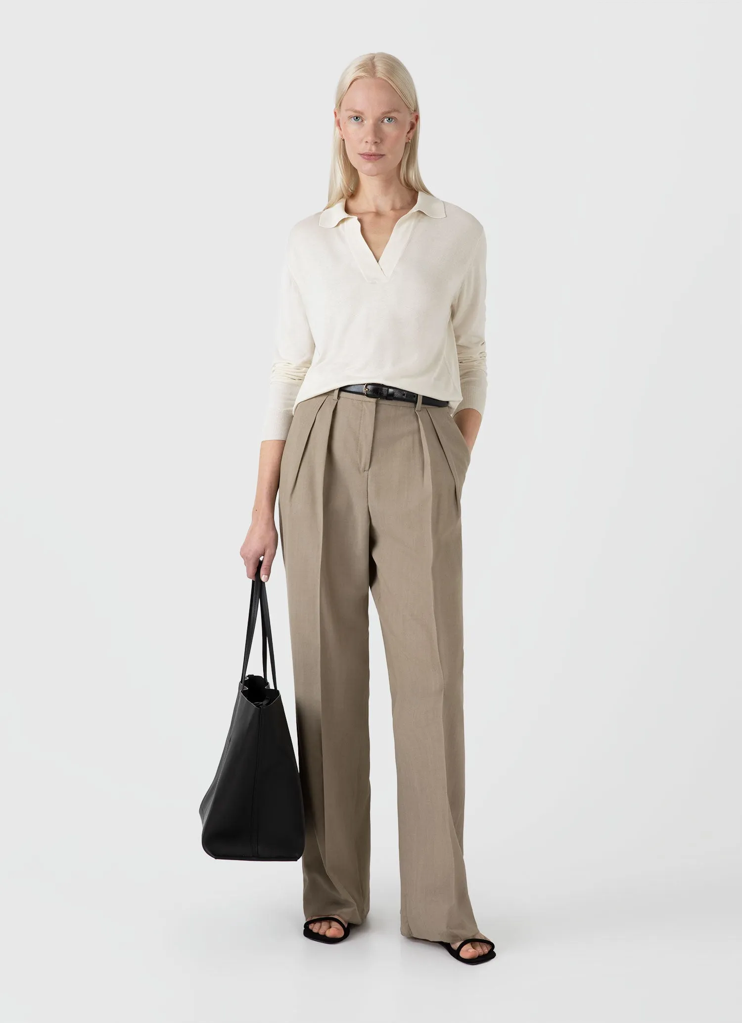 Women's Mulberry Silk Polo in Ecru sold by Sunspel product image thumbnail 2