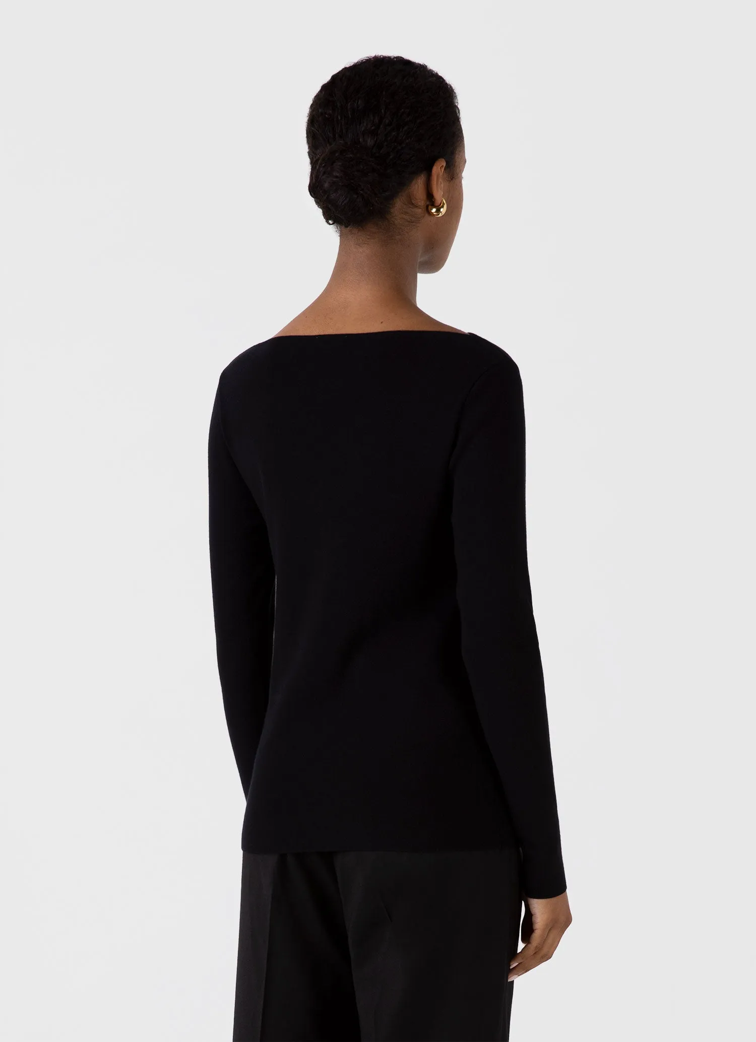 Women's Viscose Slash Neck Top in Black sold by Sunspel product image thumbnail 3