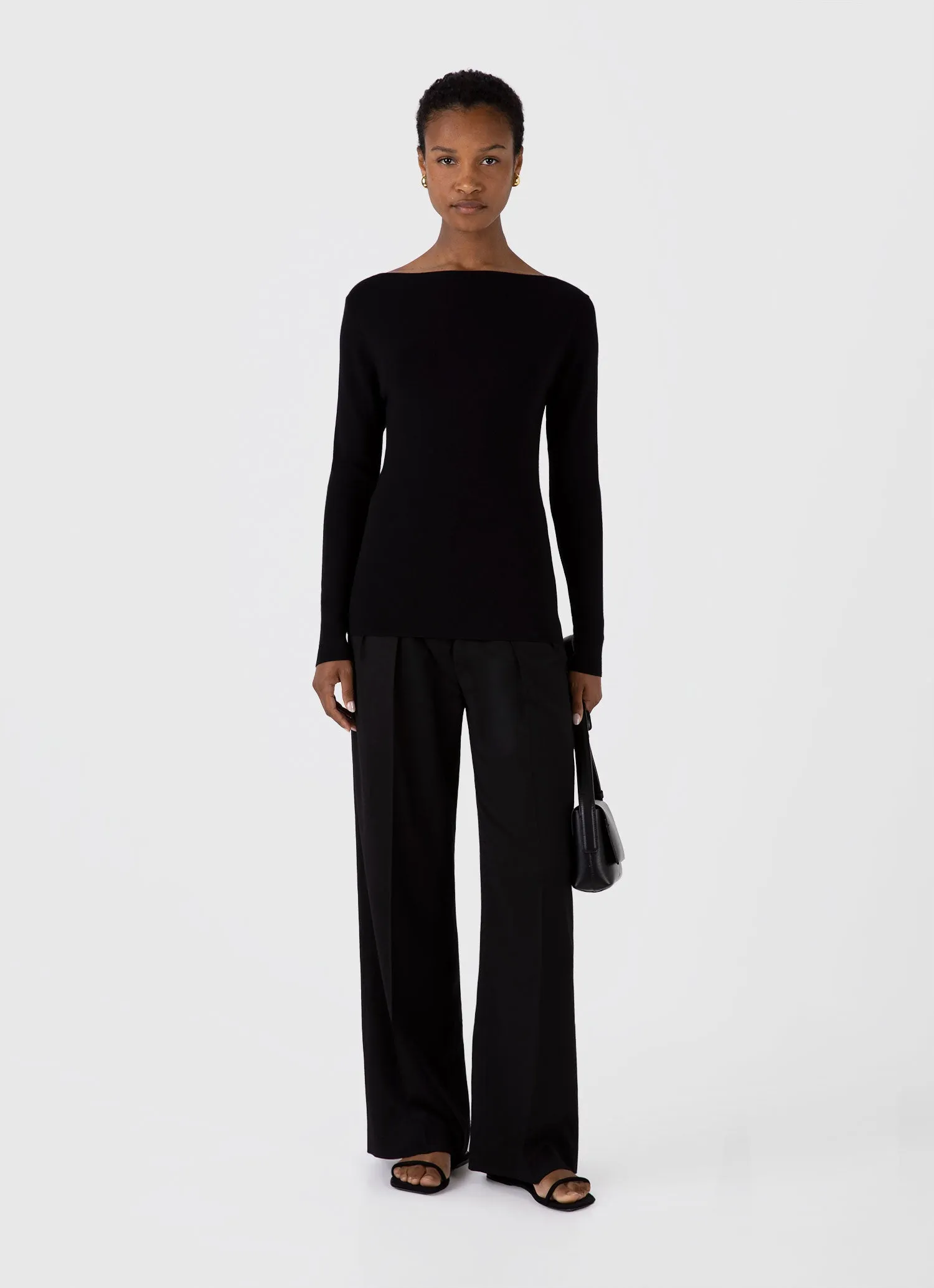 Women's Viscose Slash Neck Top in Black sold by Sunspel product image thumbnail 2