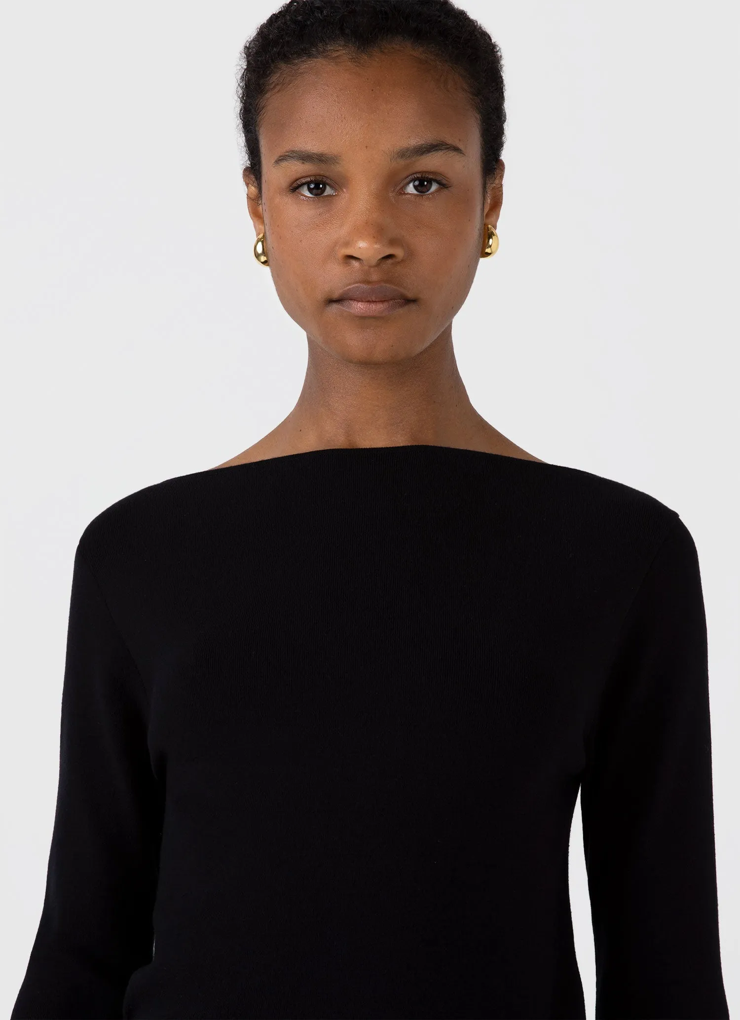 Women's Viscose Slash Neck Top in Black sold by Sunspel product image thumbnail 4