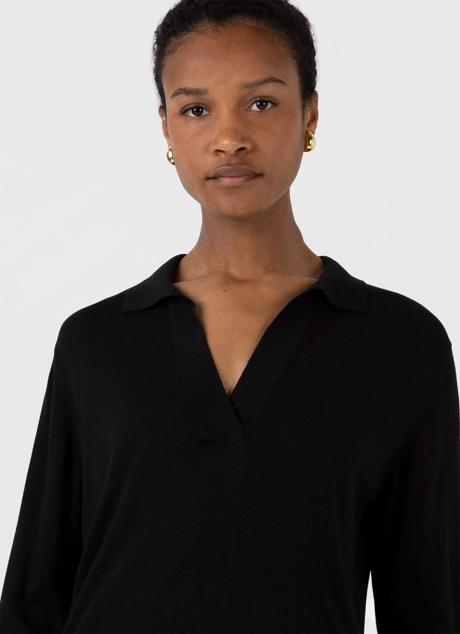 Women's Mulberry Silk Polo in Black sold by Sunspel product image thumbnail 4