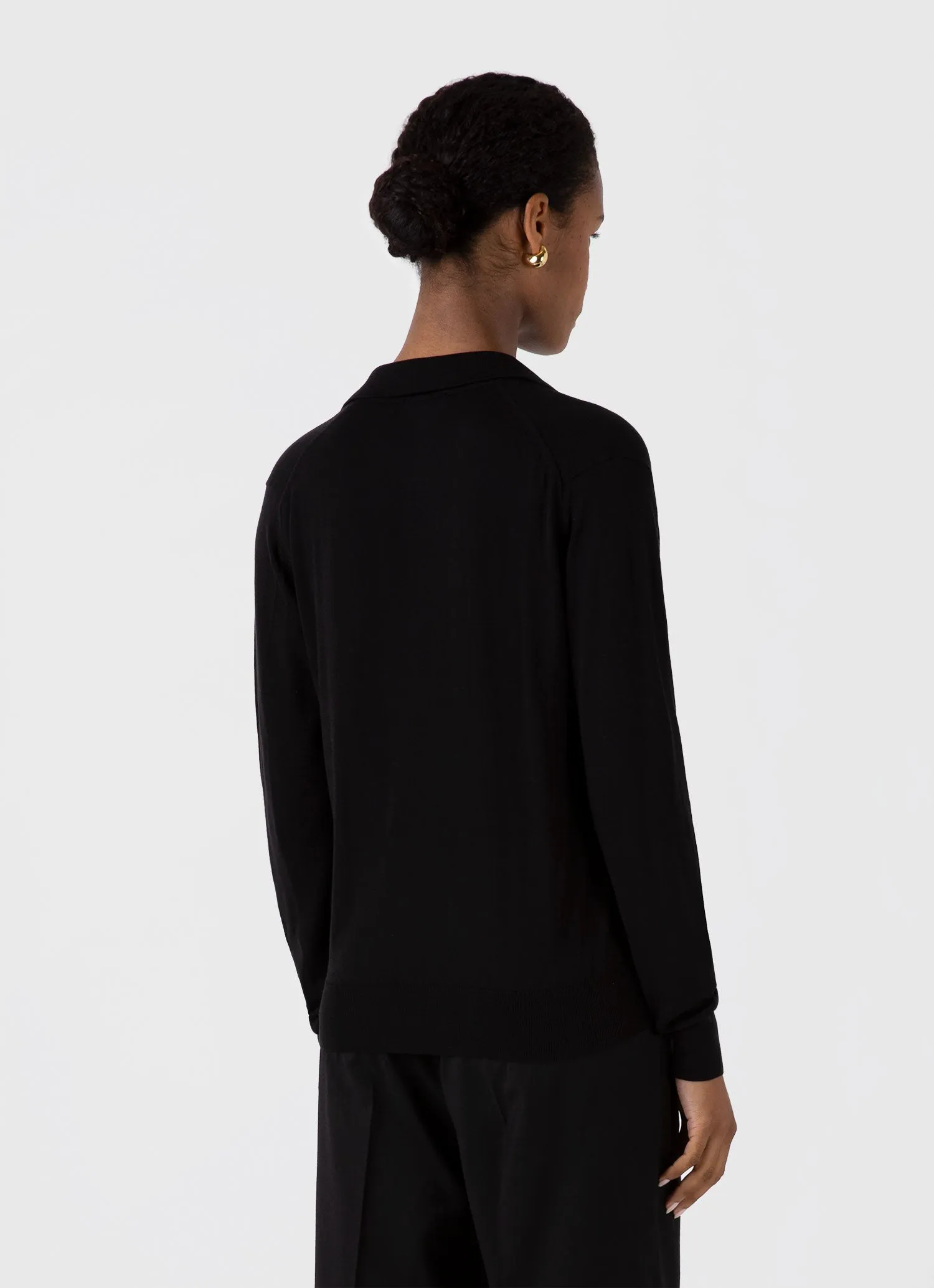 Women's Mulberry Silk Polo in Black sold by Sunspel product image thumbnail 3