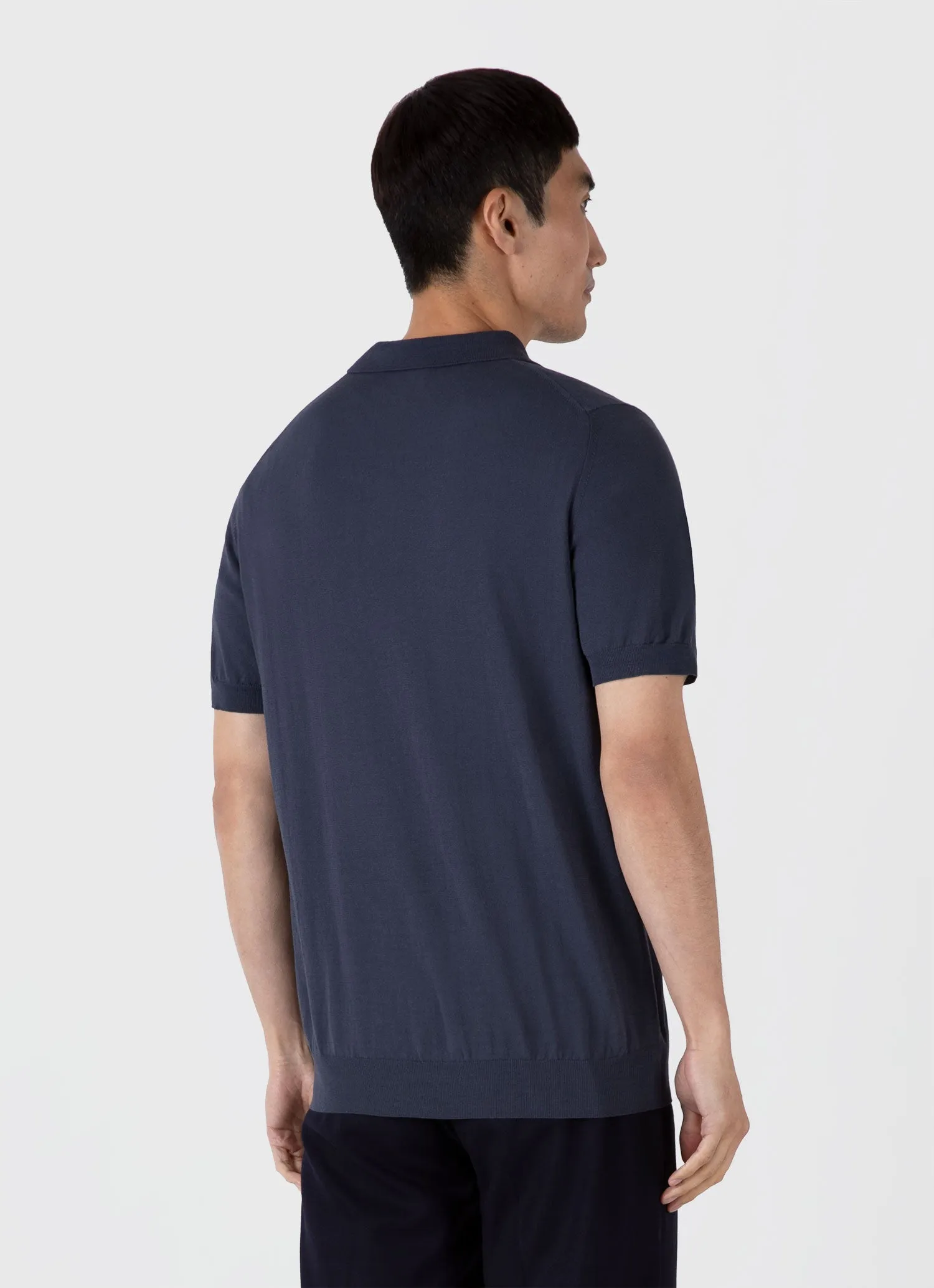 Men's Ice Cotton Polo Shirt in Slate Blue sold by Sunspel product image thumbnail 5