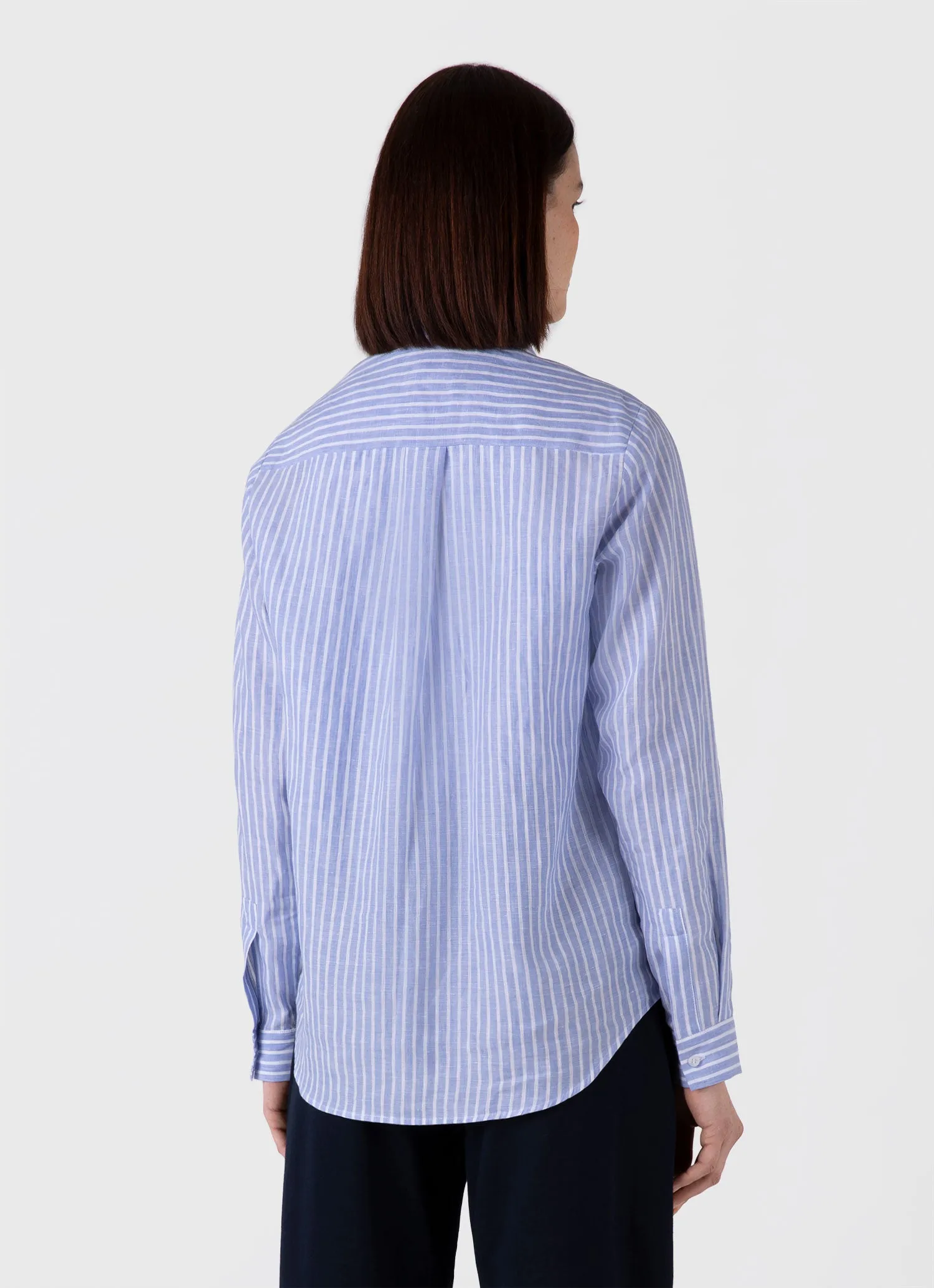 Women's Linen Shirt in Blue/White sold by Sunspel product image thumbnail 3