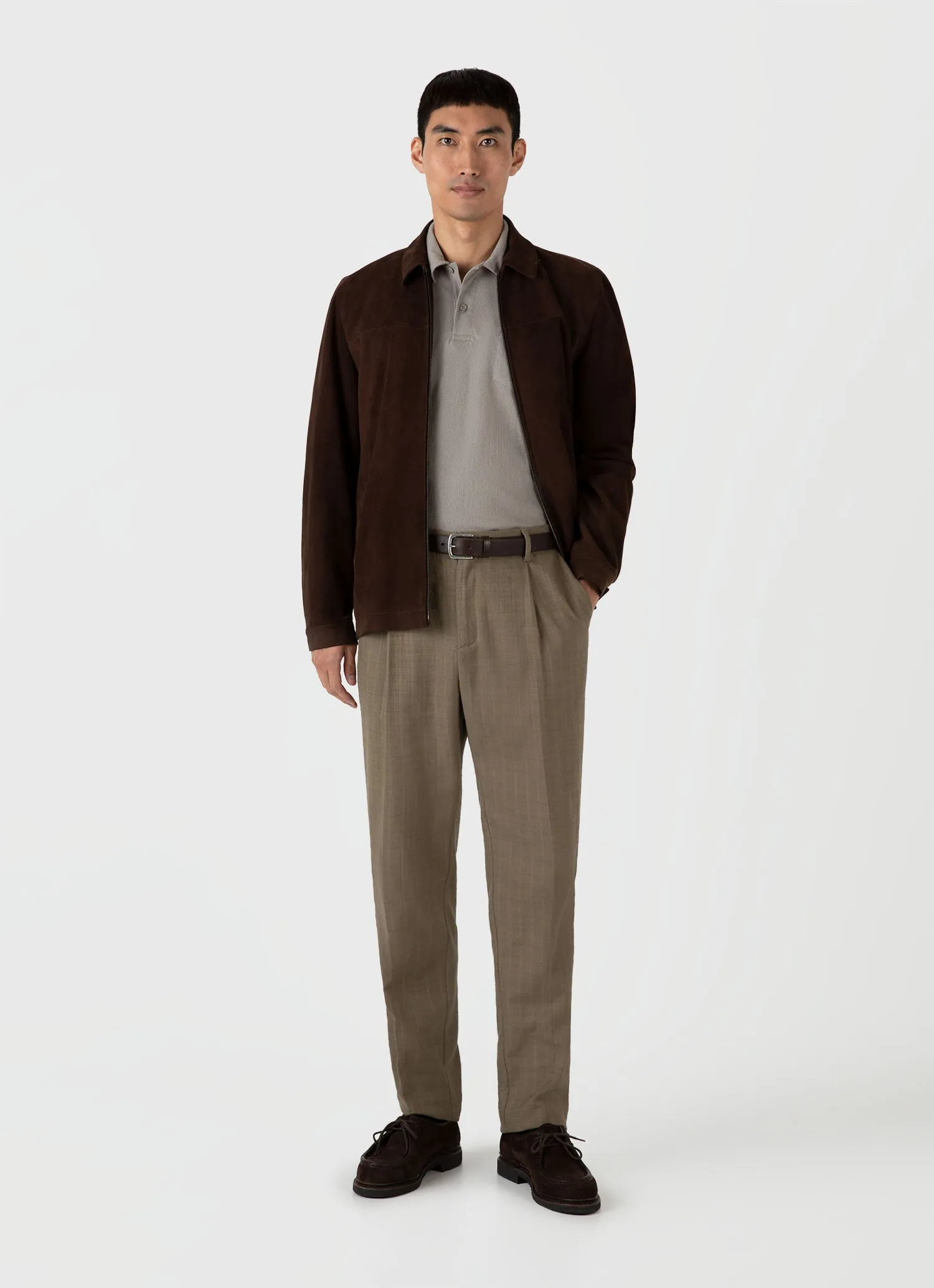 Men's Riviera Polo Shirt in Pewter sold by Sunspel product image thumbnail 3