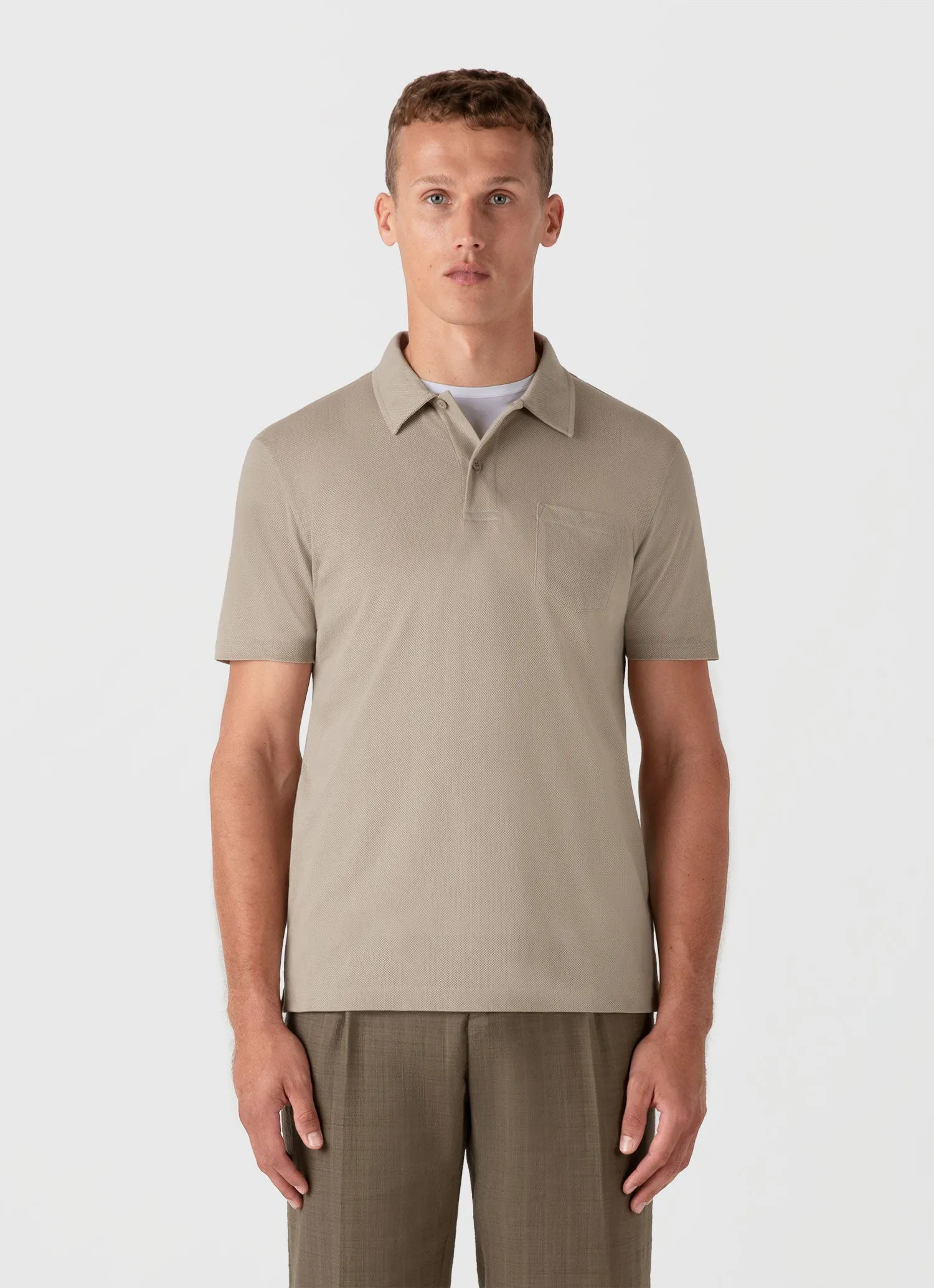Men's Riviera Polo Shirt in Ash Grey sold by Sunspel product image thumbnail 2