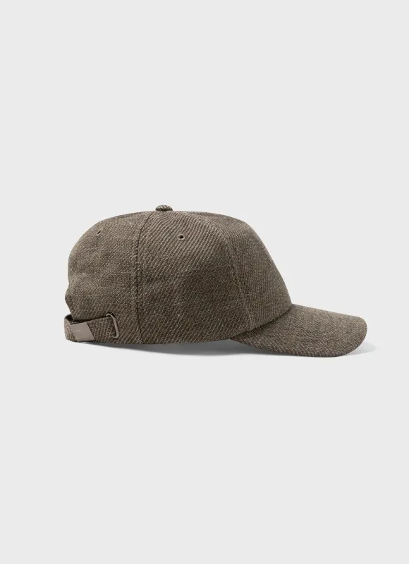Cotton Linen Twill  Cap in Khaki sold by Sunspel