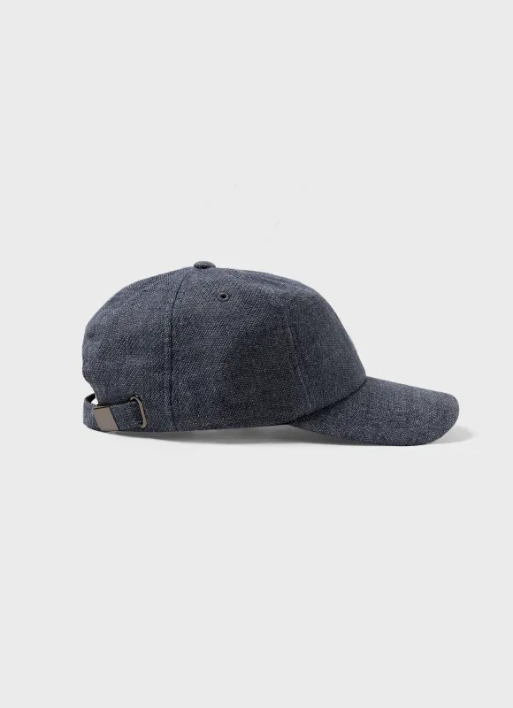 Cotton Linen Twill Cap in Denim Blue sold by Sunspel