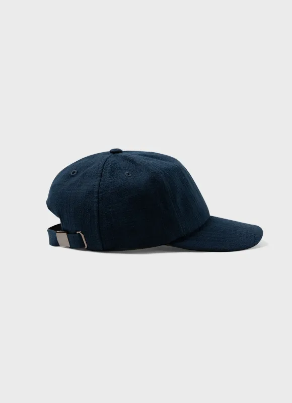 Cotton Raffia Cap in Navy sold by Sunspel