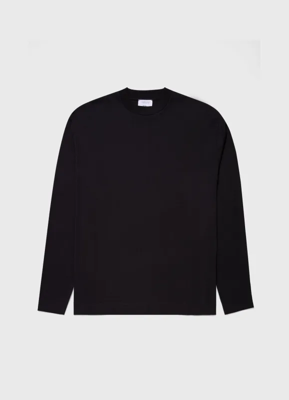 Men's Sunspel x Ron Herman Long Sleeve T-shirt in Black sold by Sunspel