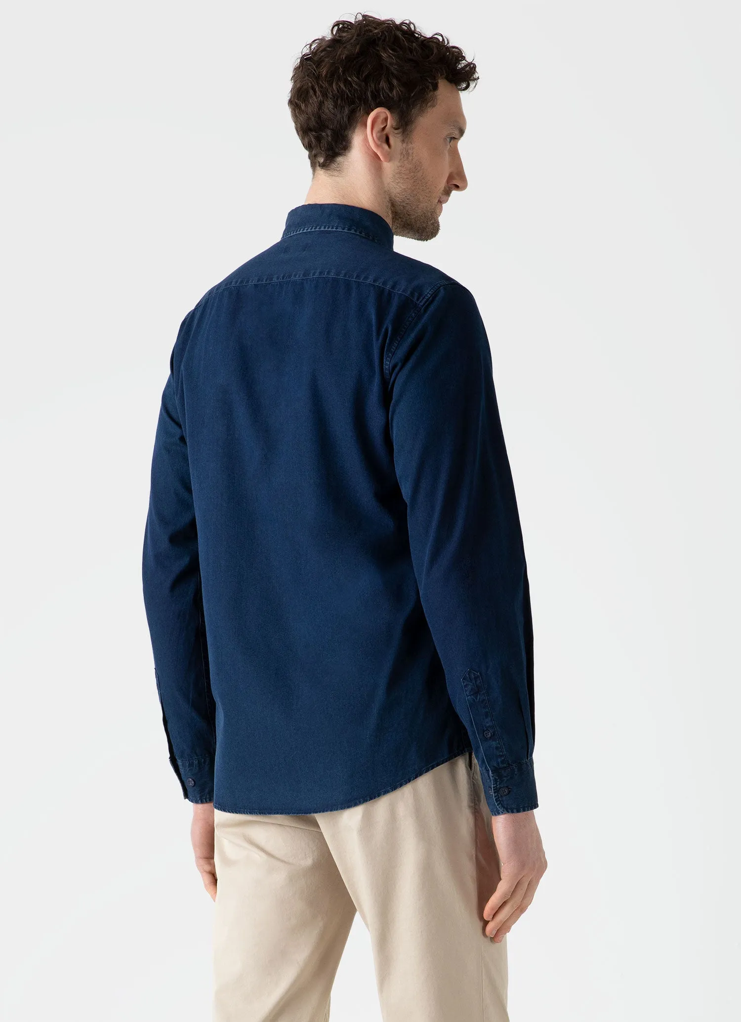 Men's Button Down Twill Shirt in Indigo sold by Sunspel product image thumbnail 5
