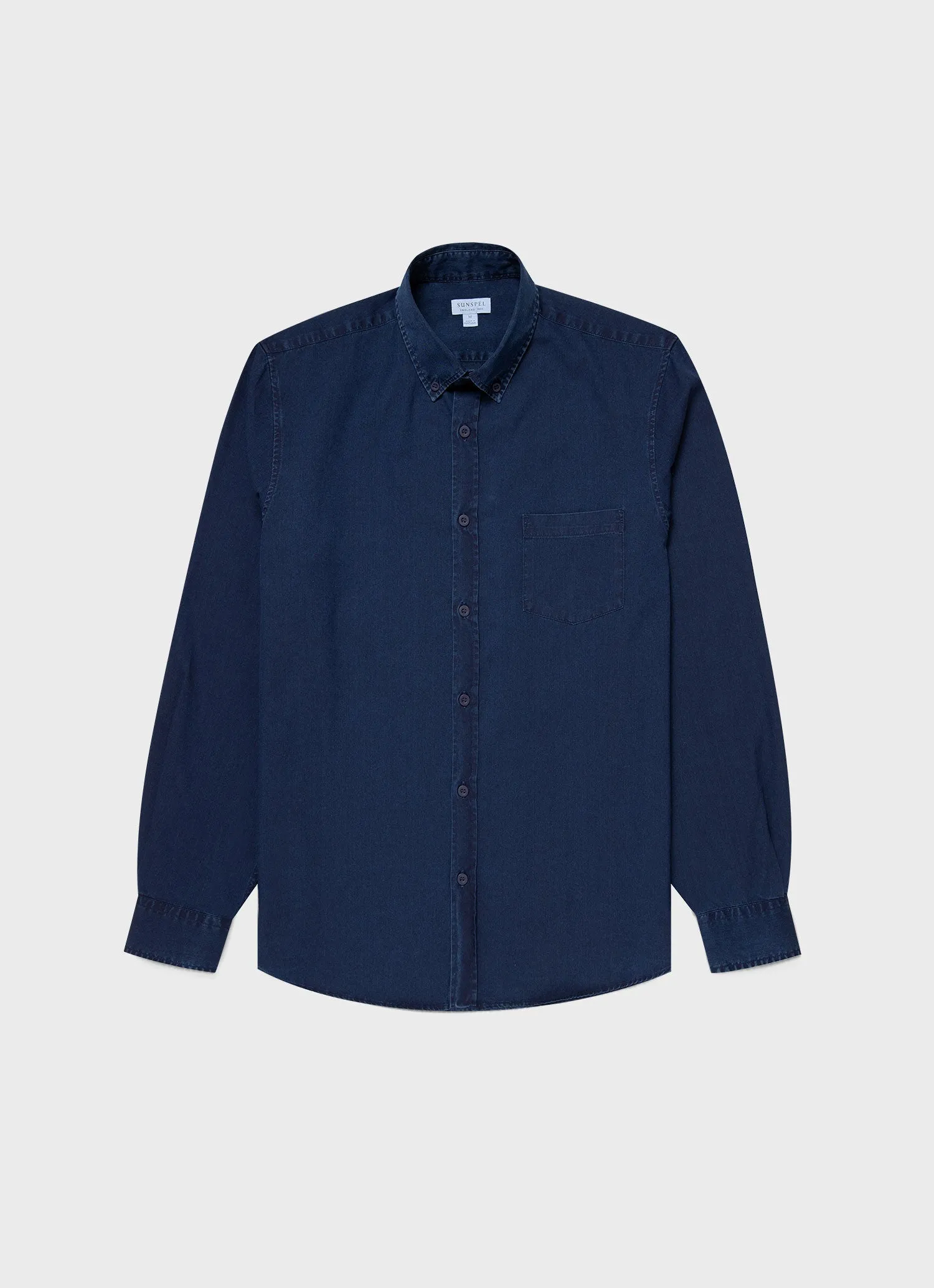 Men's Button Down Twill Shirt in Indigo sold by Sunspel