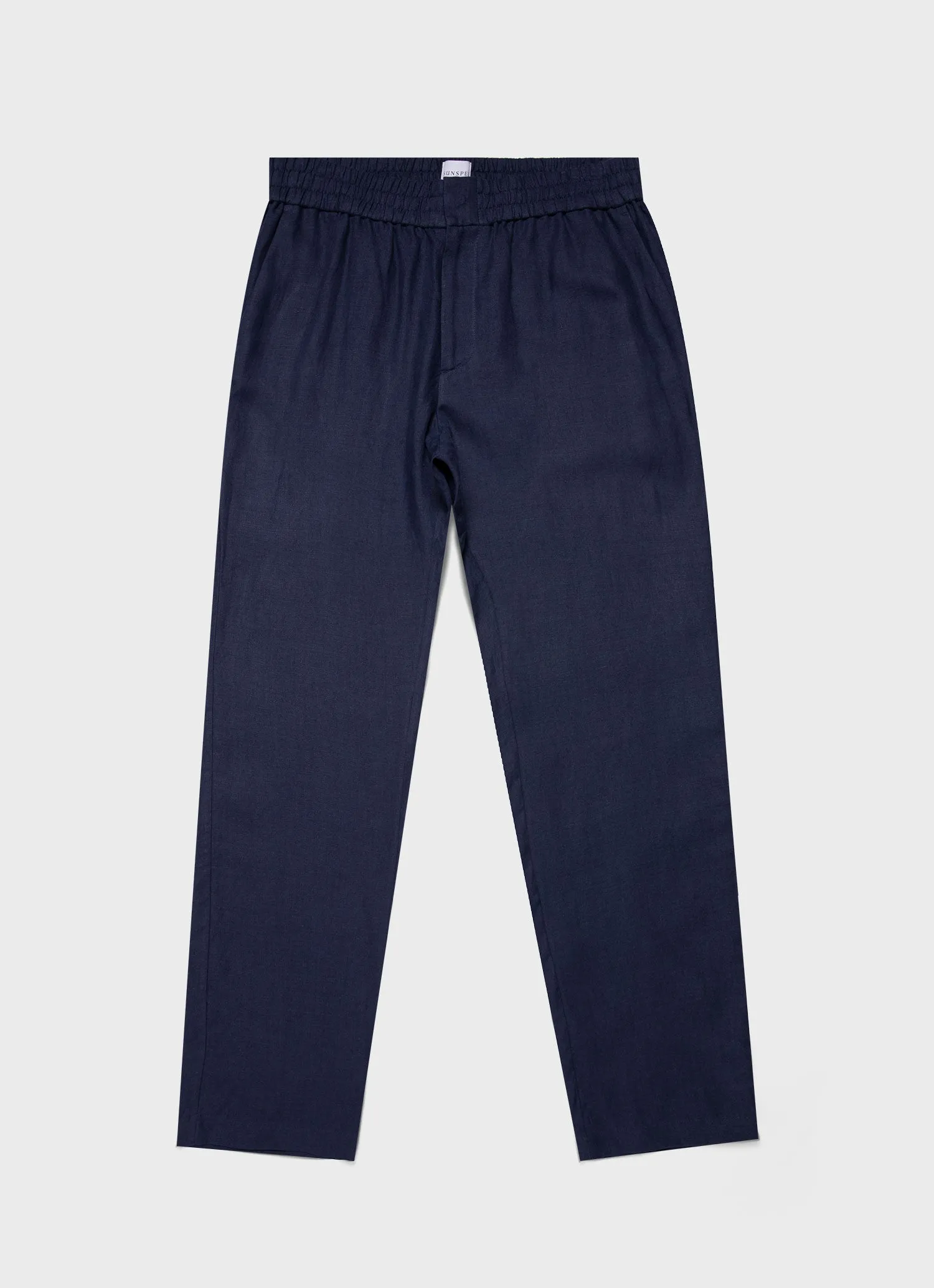 Men's Linen Drawstring Trouser in Light Navy sold by Sunspel