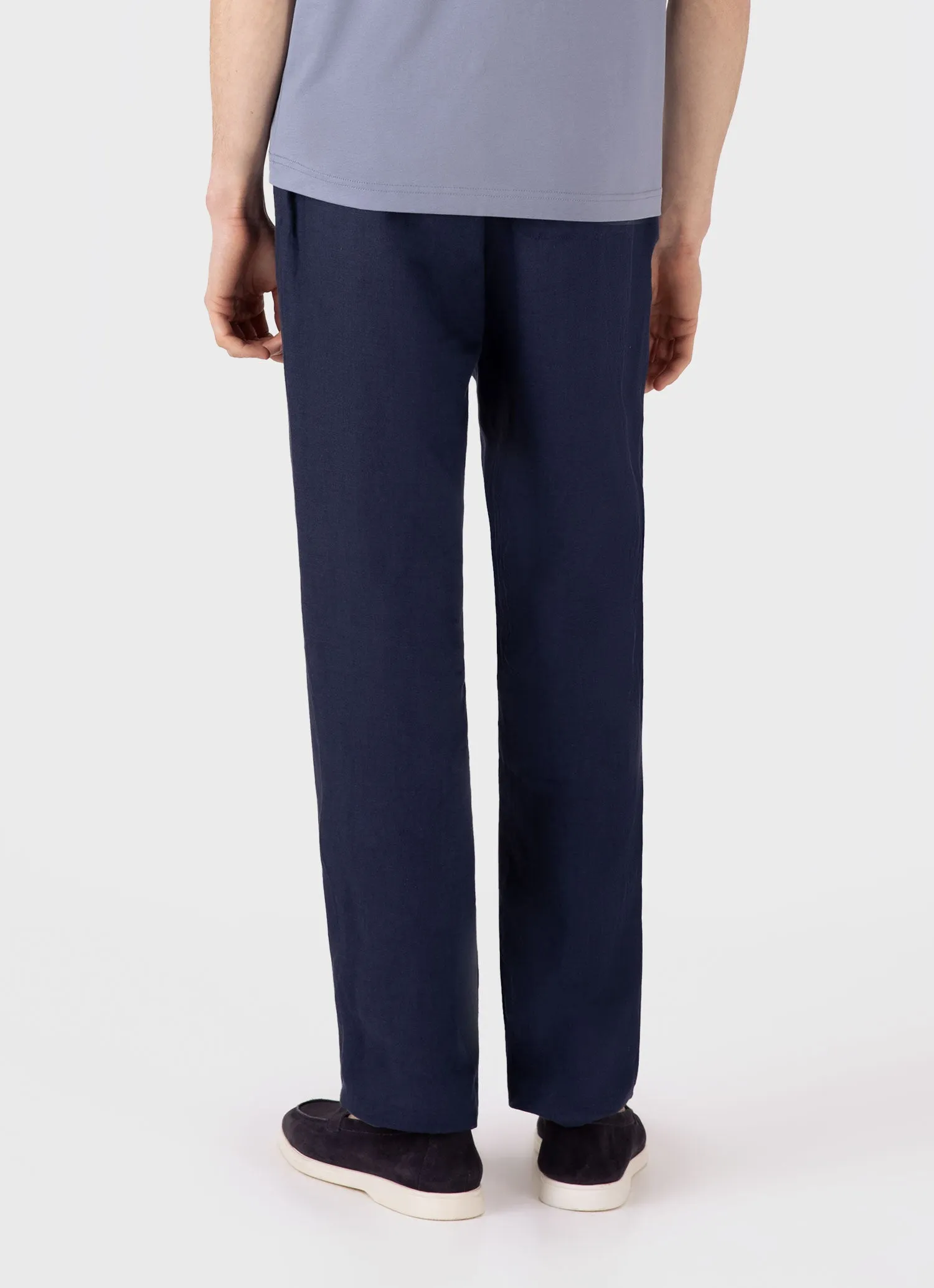 Men's Linen Drawstring Trouser in Light Navy sold by Sunspel product image thumbnail 5